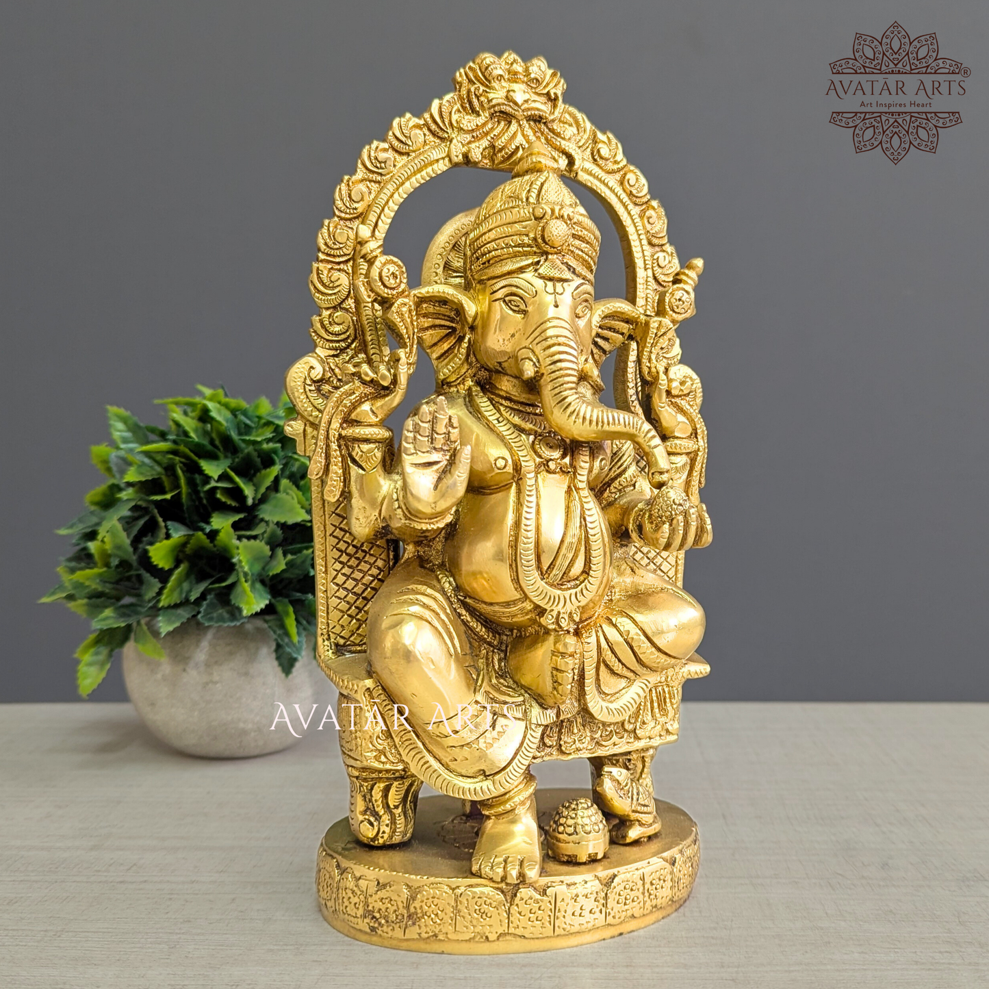 Brass Ganesha with Prabhavali