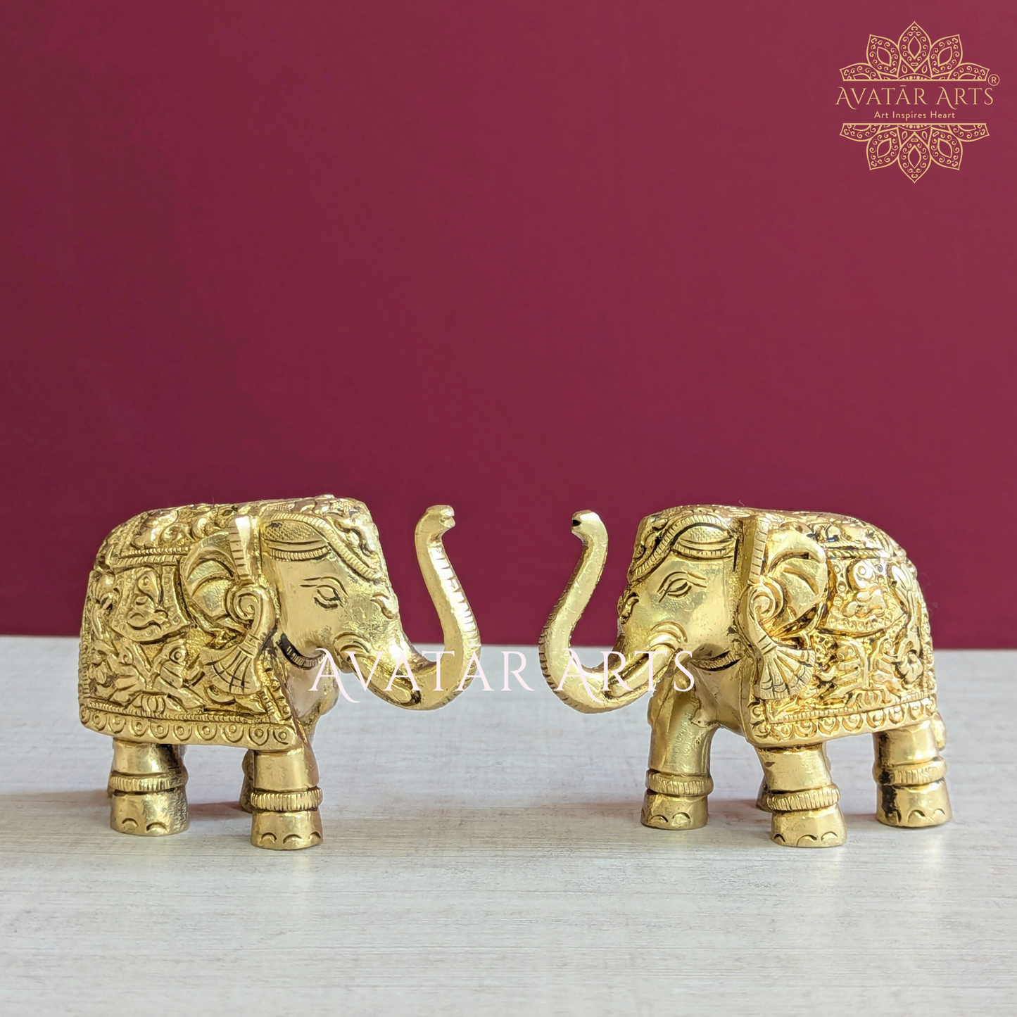 Brass Uptrunk Elephant Pair