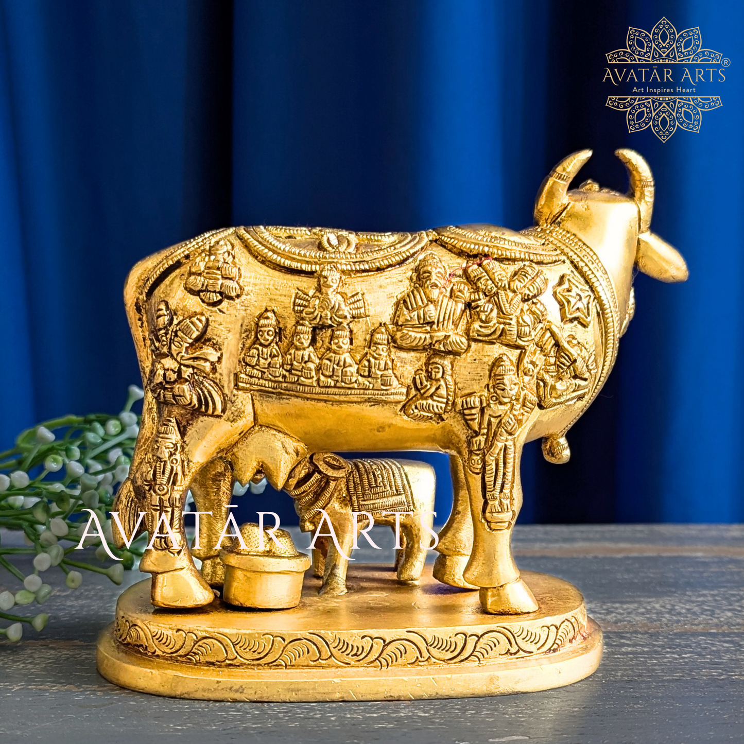 Cow and Calf  Statue in Brass