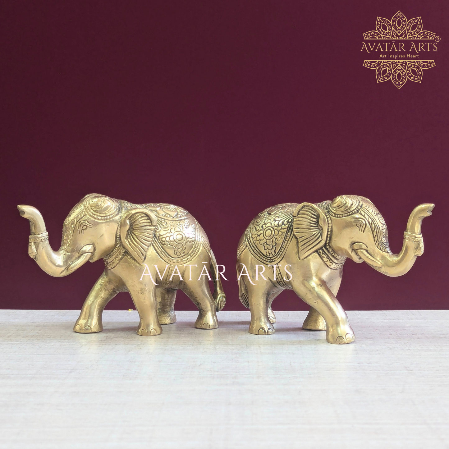 Brass Uptrunk Elephant Pairs