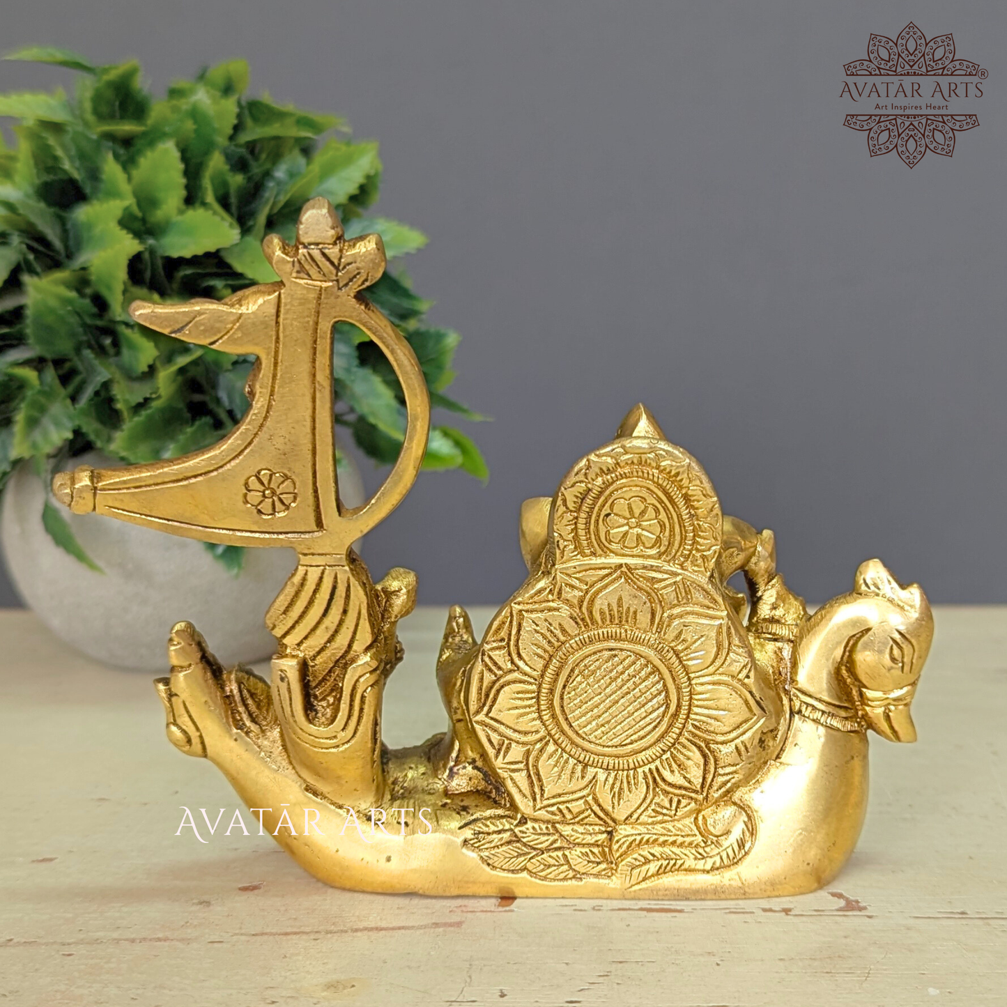 Brass Lord Ganesha Sailing on Boat