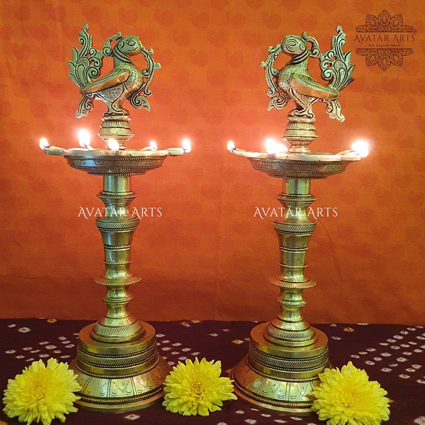 Brass Annapakshi Oil Lamp Stand