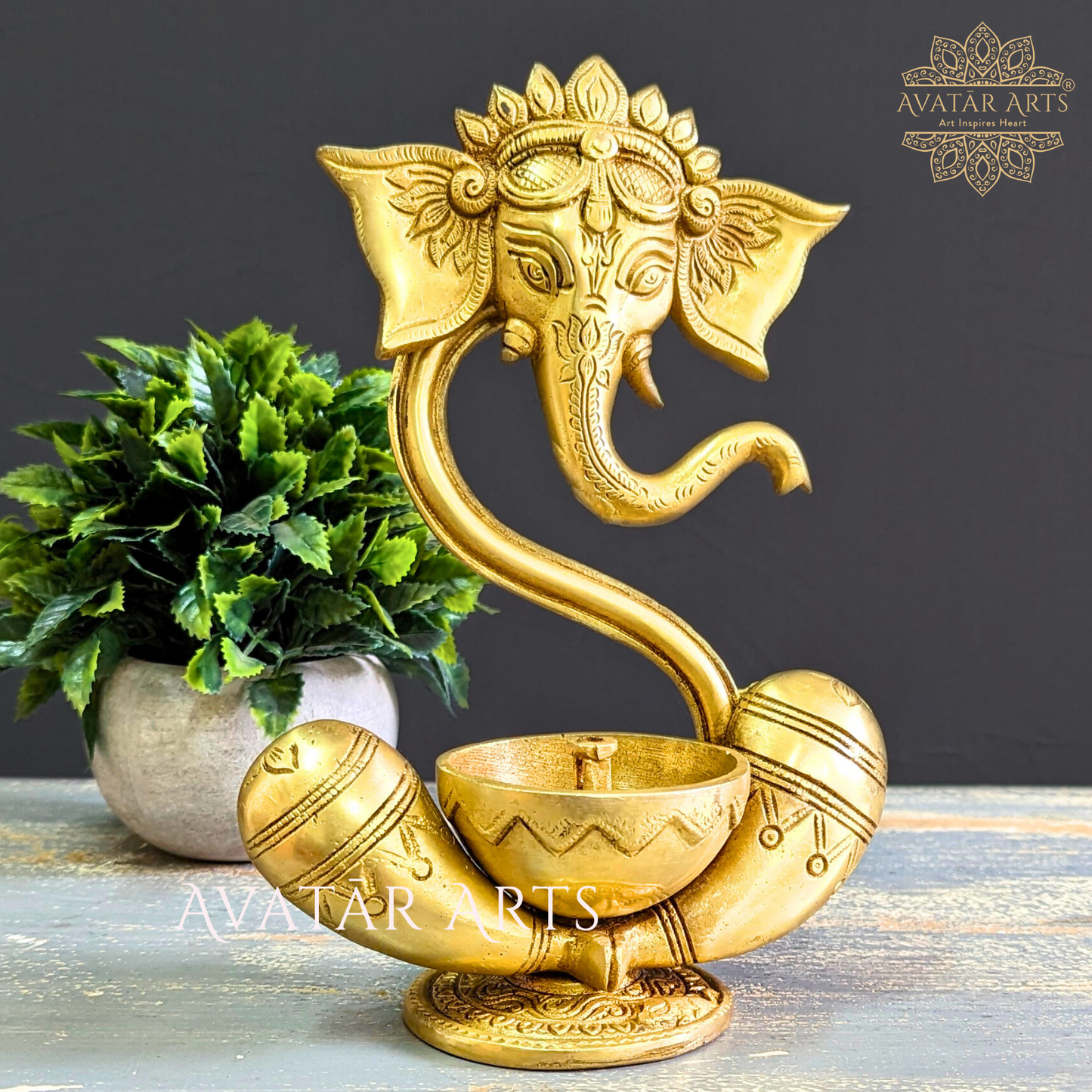 Brass Ganesha Diya