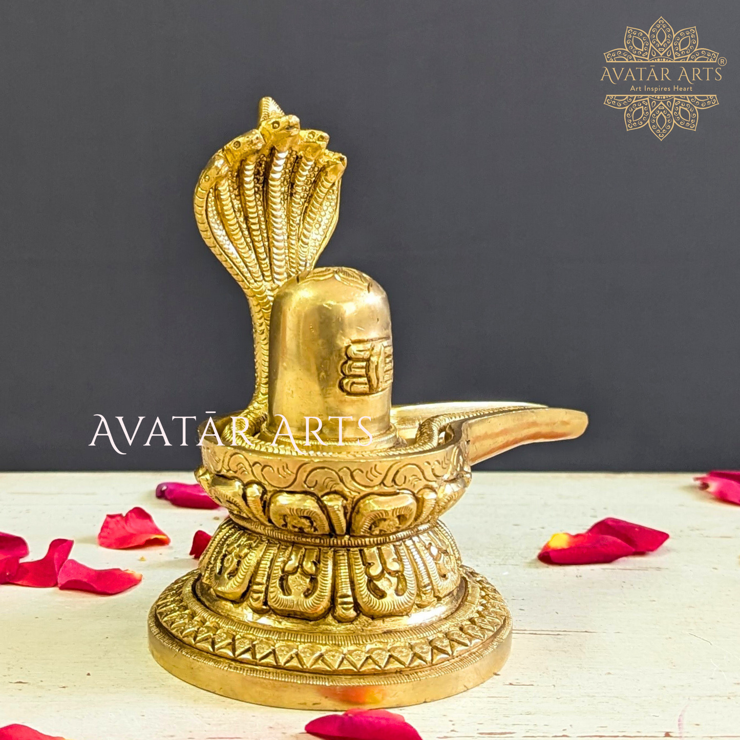 Brass Shivling with Detachable Vasuki