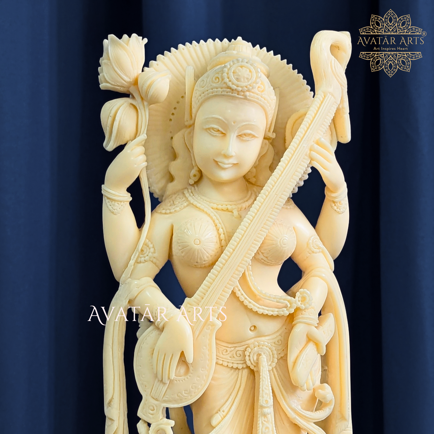 Goddess Saraswati Statue in Up Culture Marble