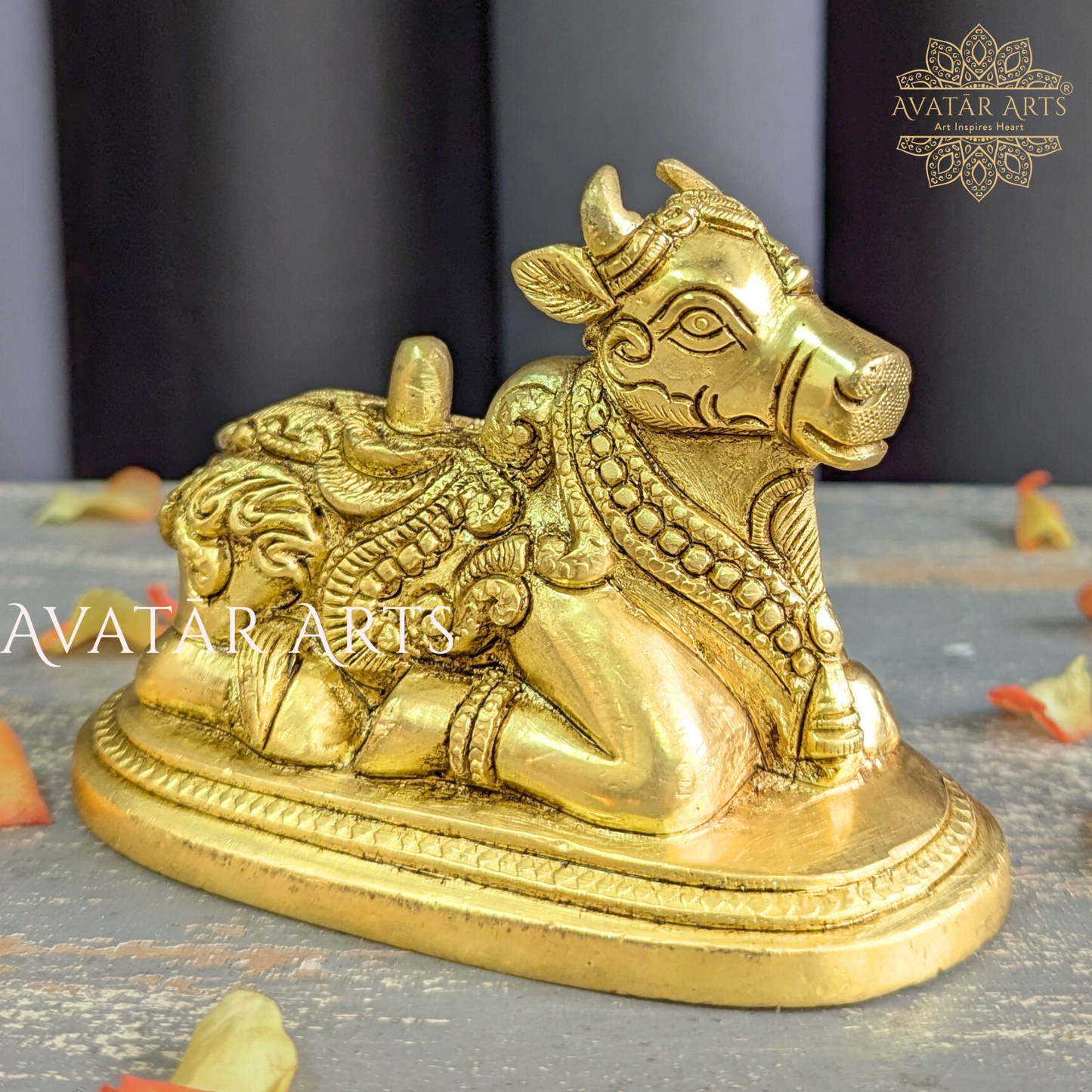 Brass Lord Nandi with Shivling