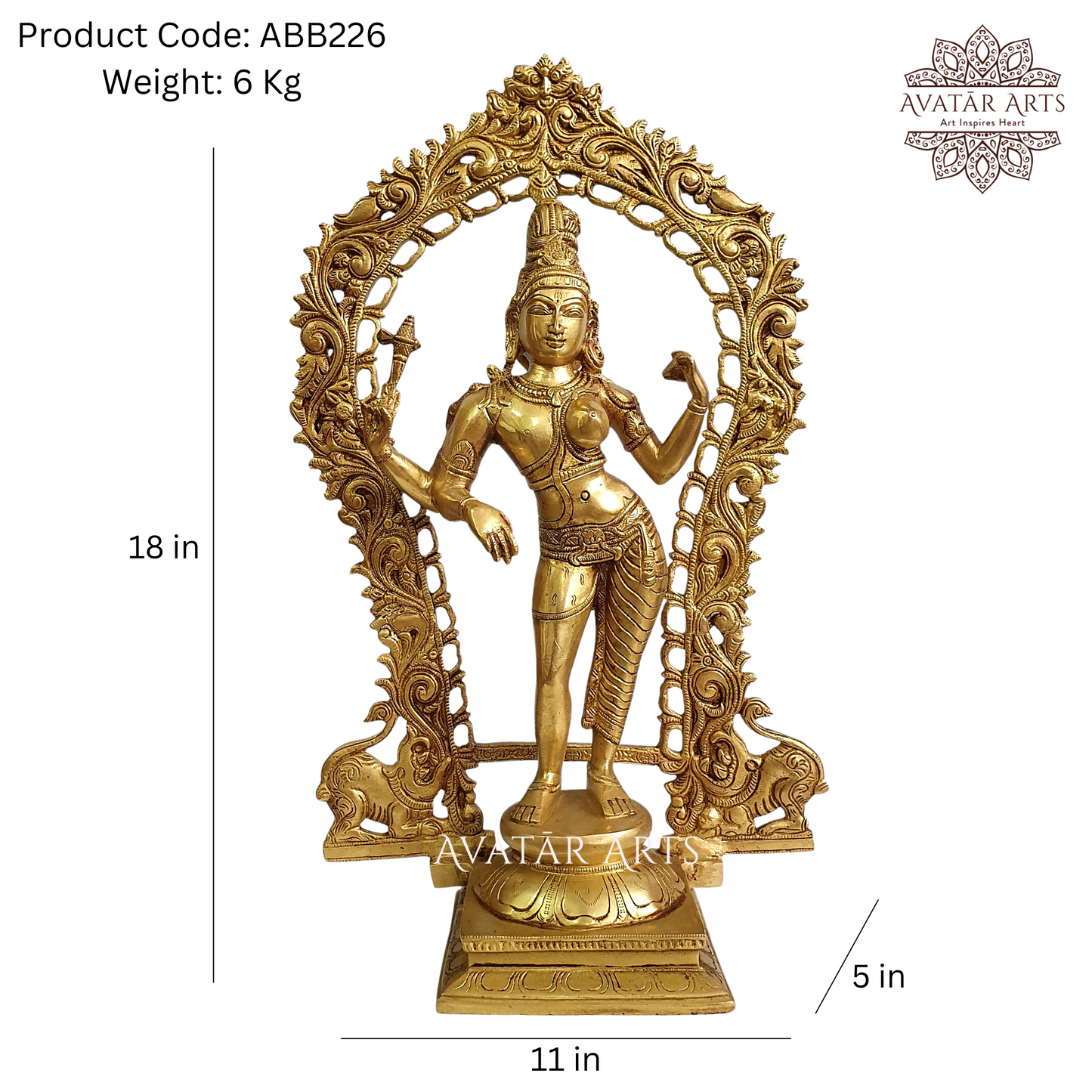 Brass Ardhnarishwara Statue with Arch