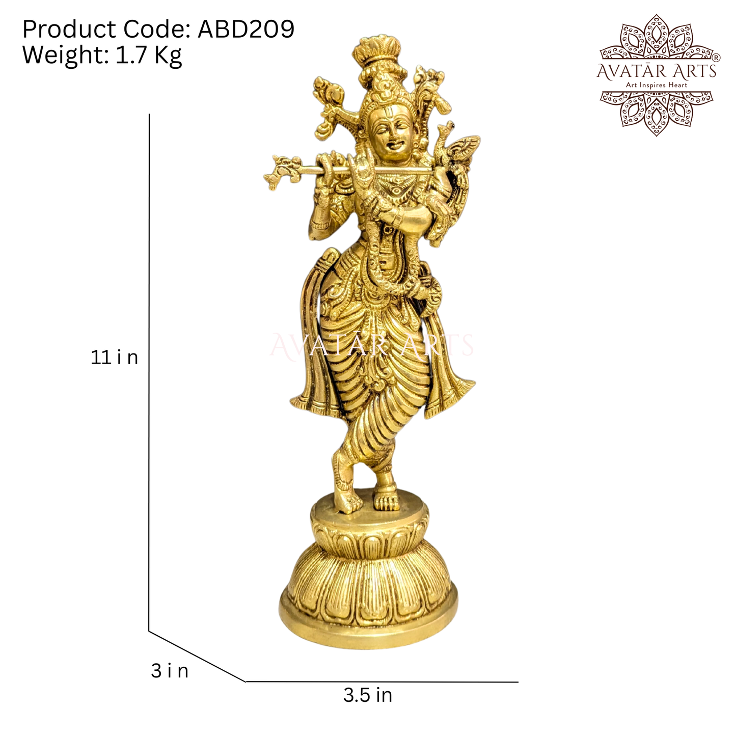 Brass Lord Krishna Statue