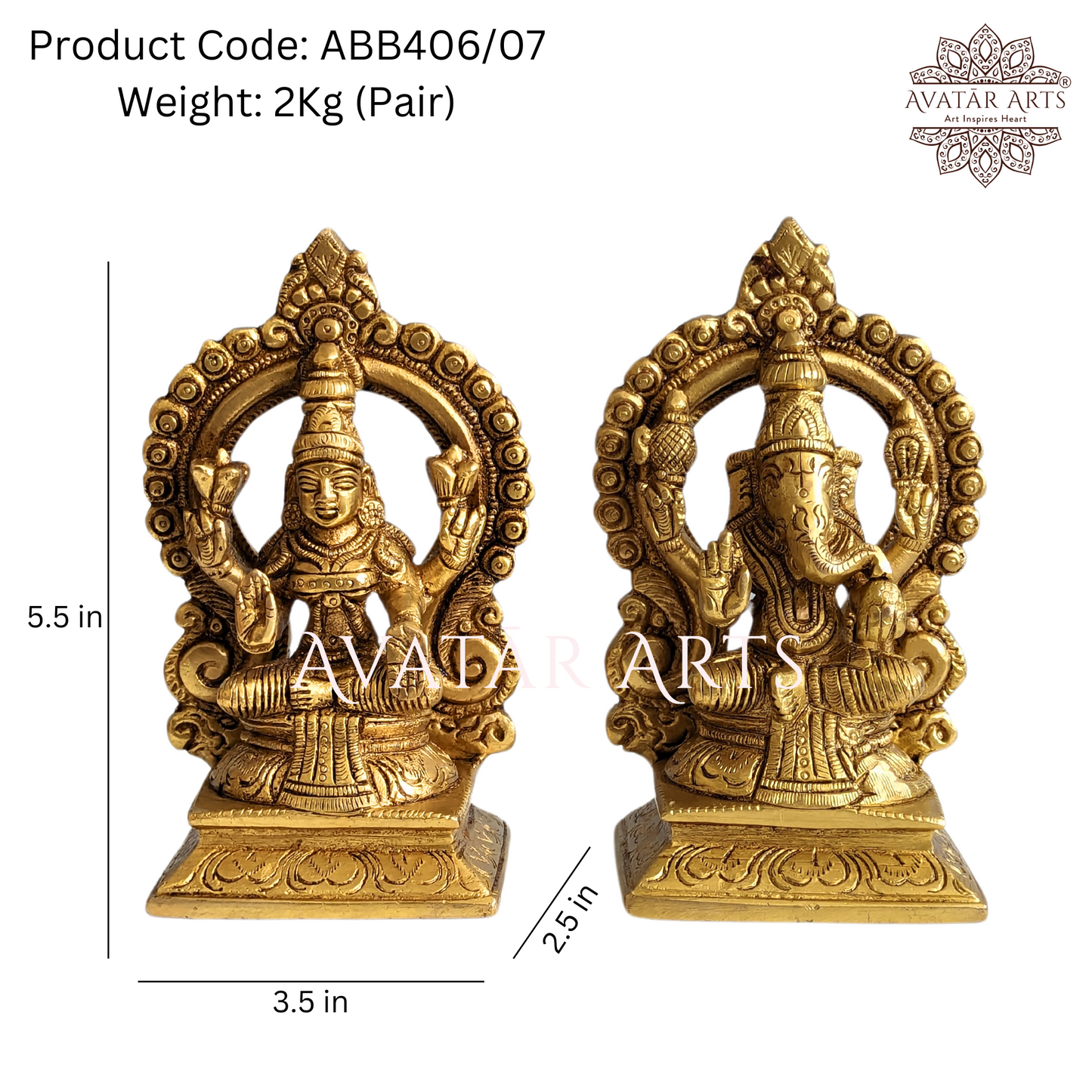 Lakshmi Ganesh Idols in Brass for Daily Pooja