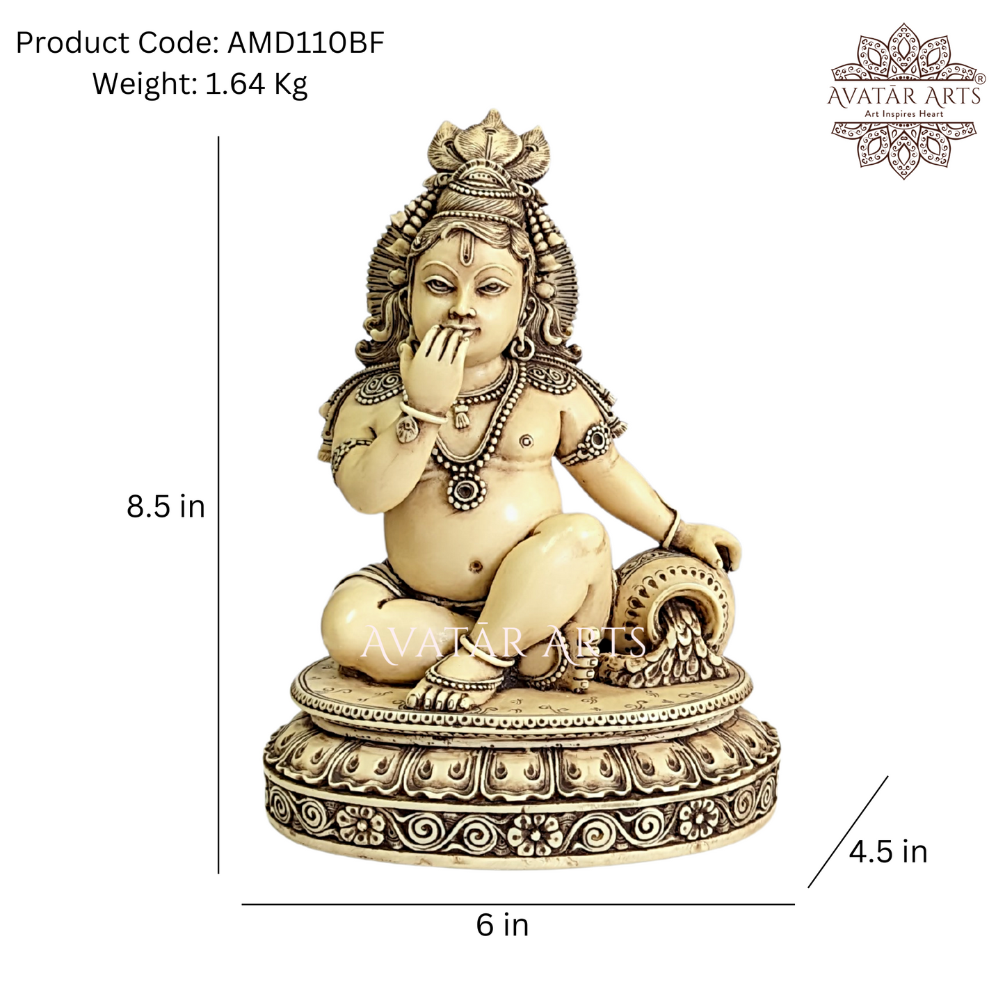 Baby Krishna Idol with Pot of Butter