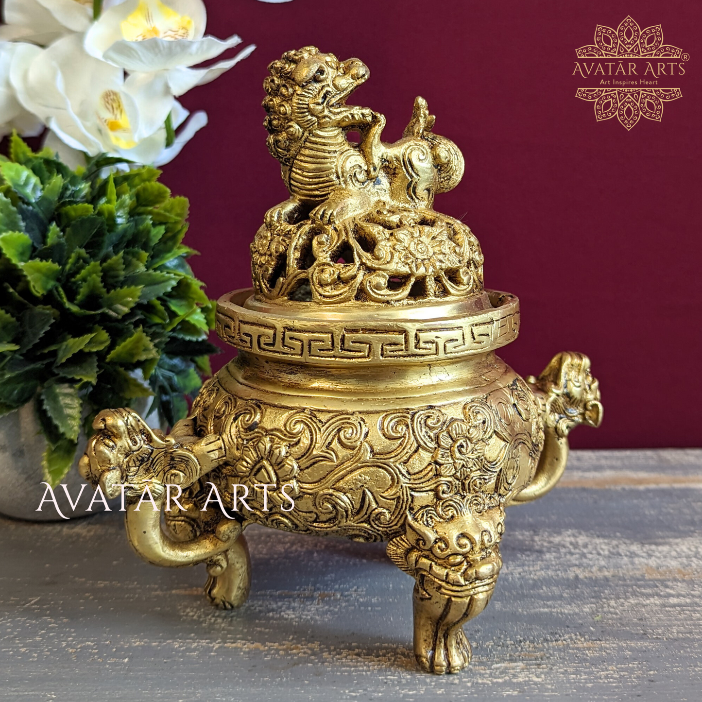 Feng Shui Dragon Dhoopburner in Brass