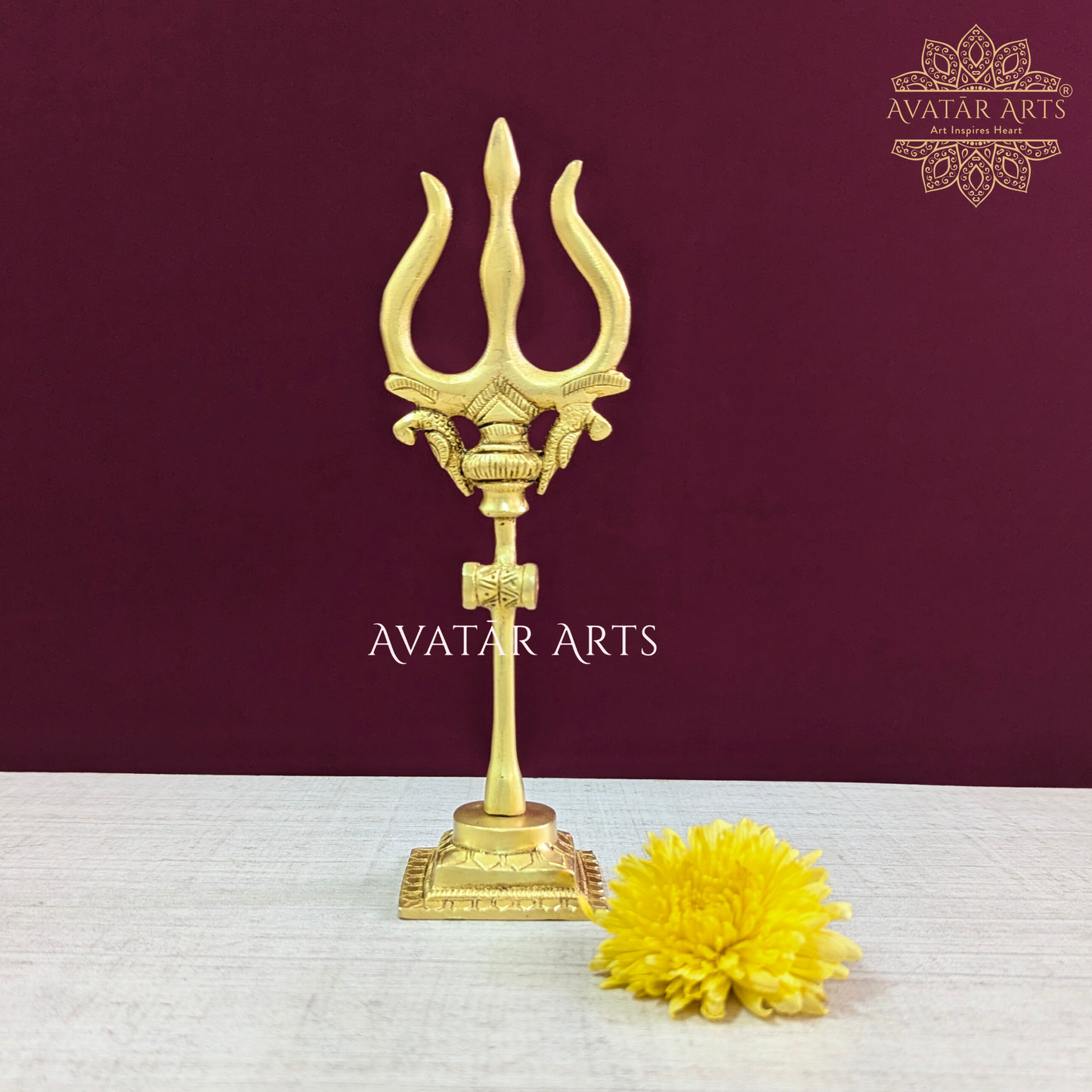 Brass Shivling with Nandi and Trishul (Set of 3)
