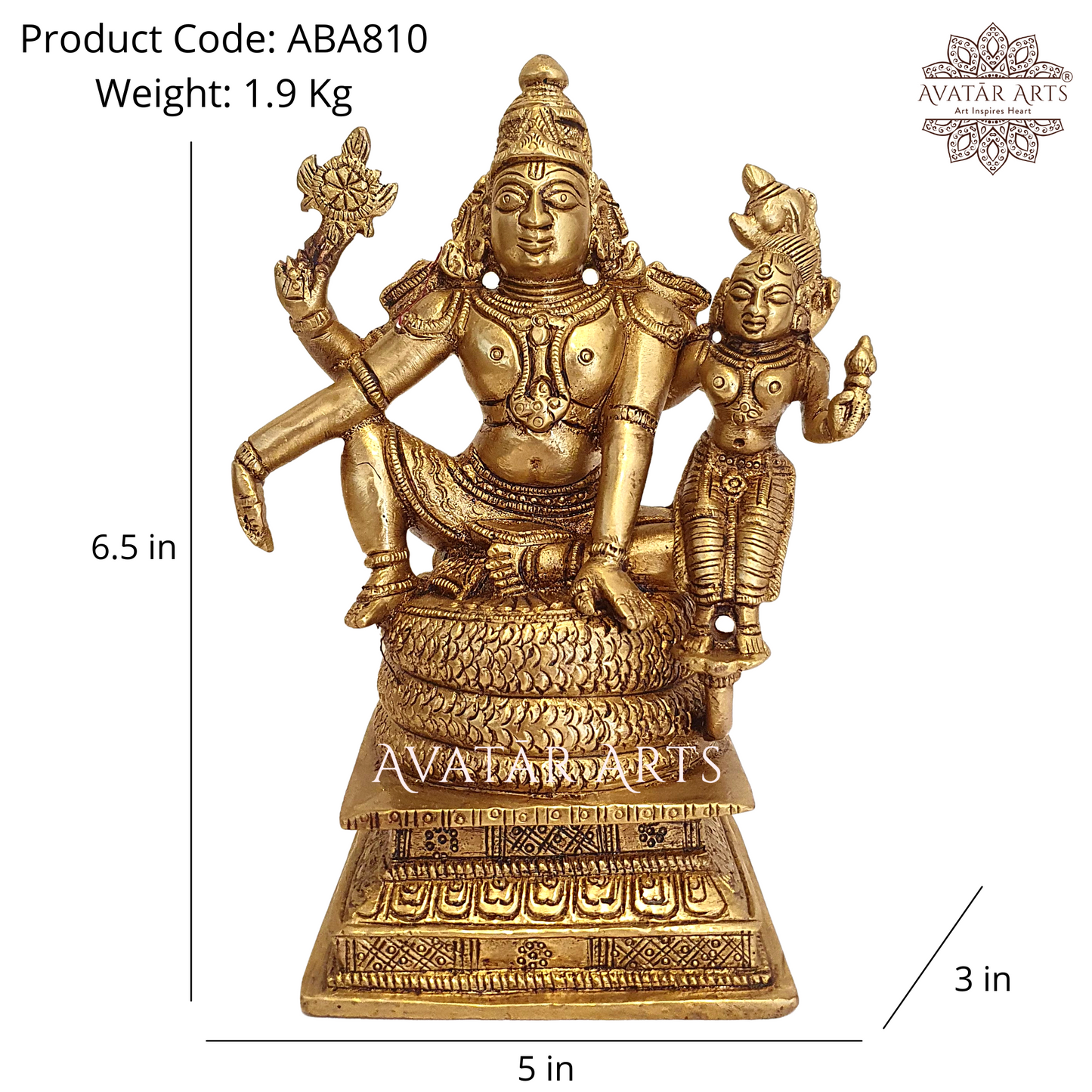 Brass Lakshmi Narayan/ Lakshmi Vishnu Statue