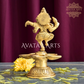 Brass Oil Lamp with Dancing Lord Ganesha