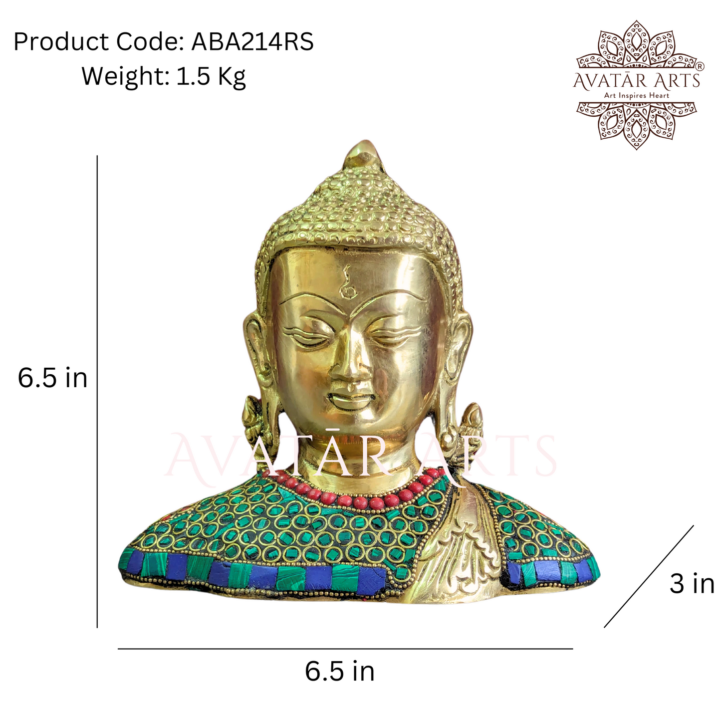 Brass Buddha Bust for Peace