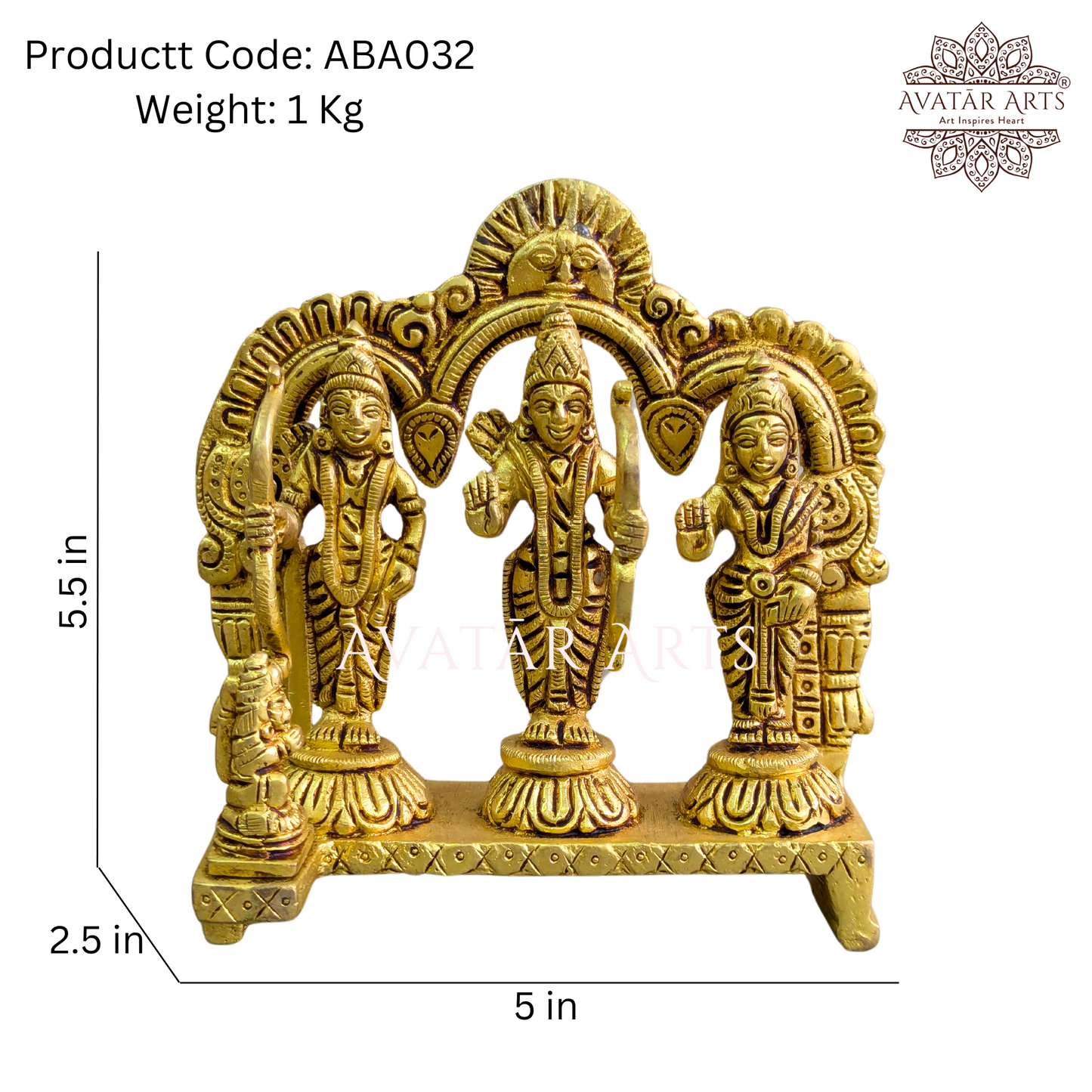 Brass Shree Ram Darbaar for Daily Pooja