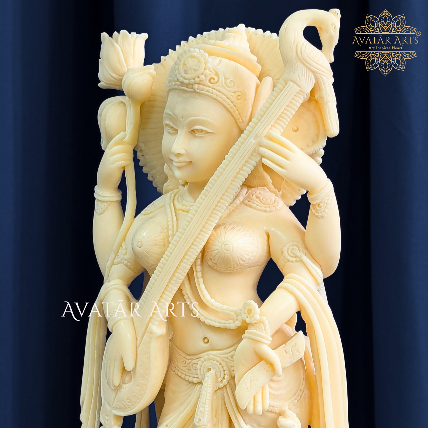 Goddess Saraswati Statue in Up Culture Marble