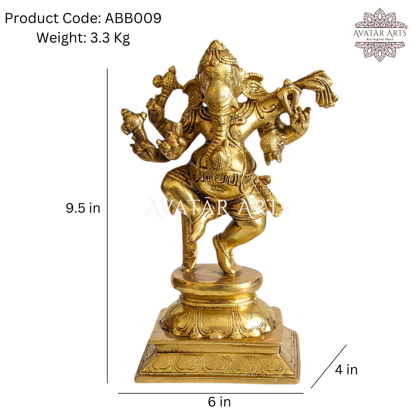 Brass Dancing Lord Ganesha idol