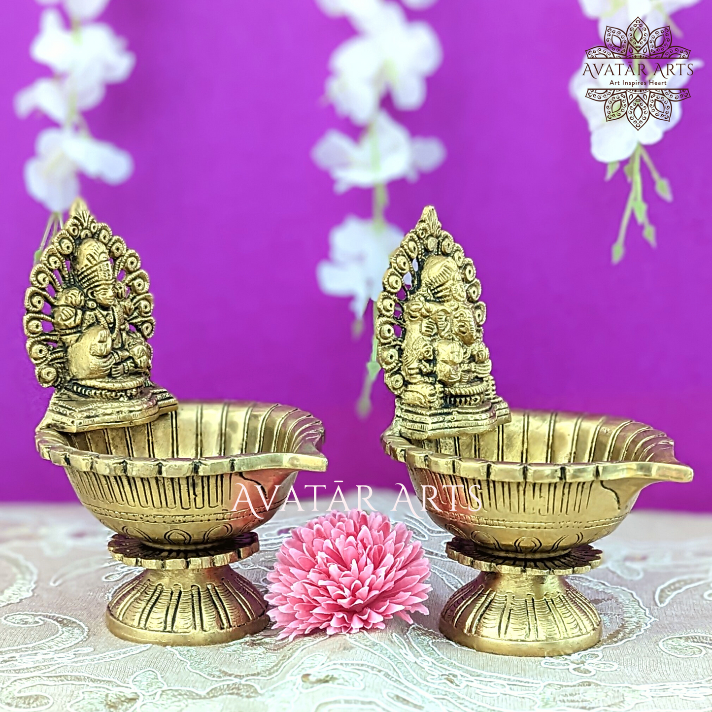 Ganesh Lakshmi Diya In Brass