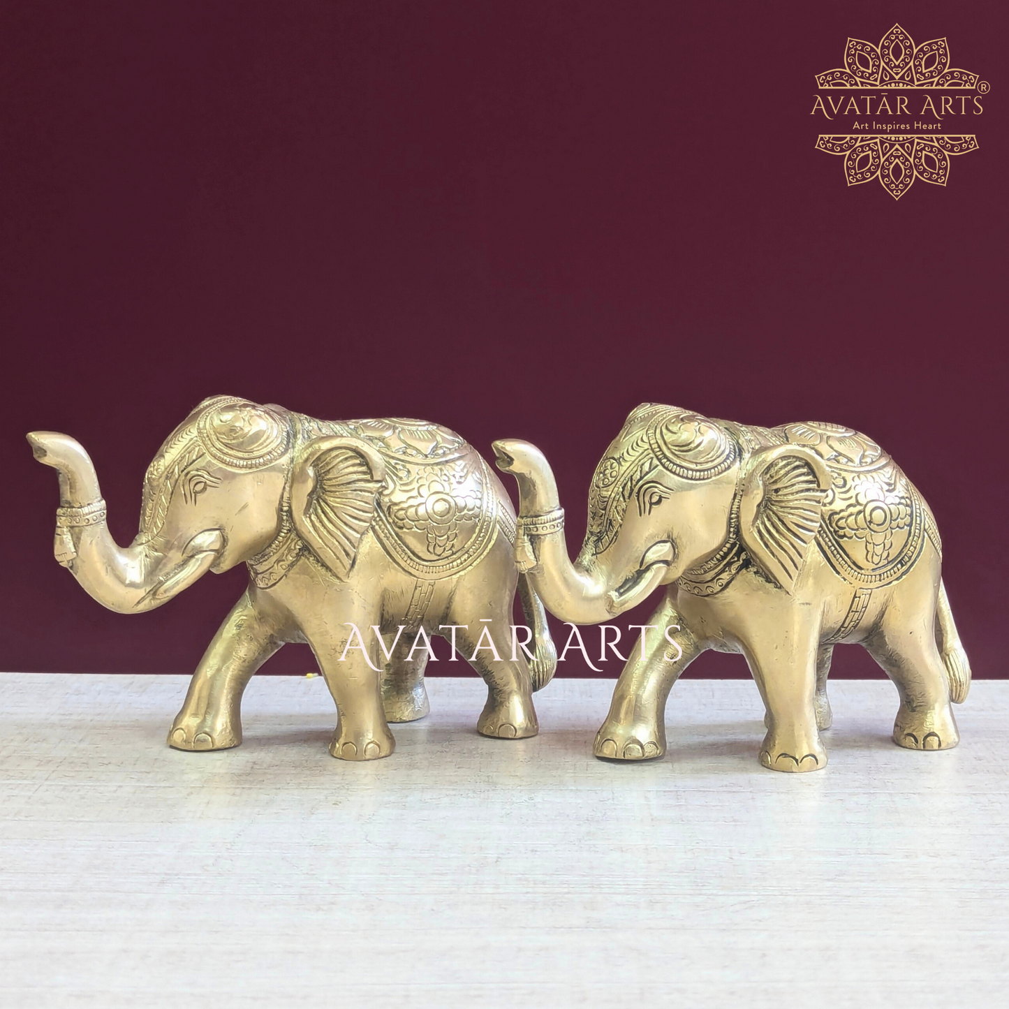 Brass Uptrunk Elephant Pairs