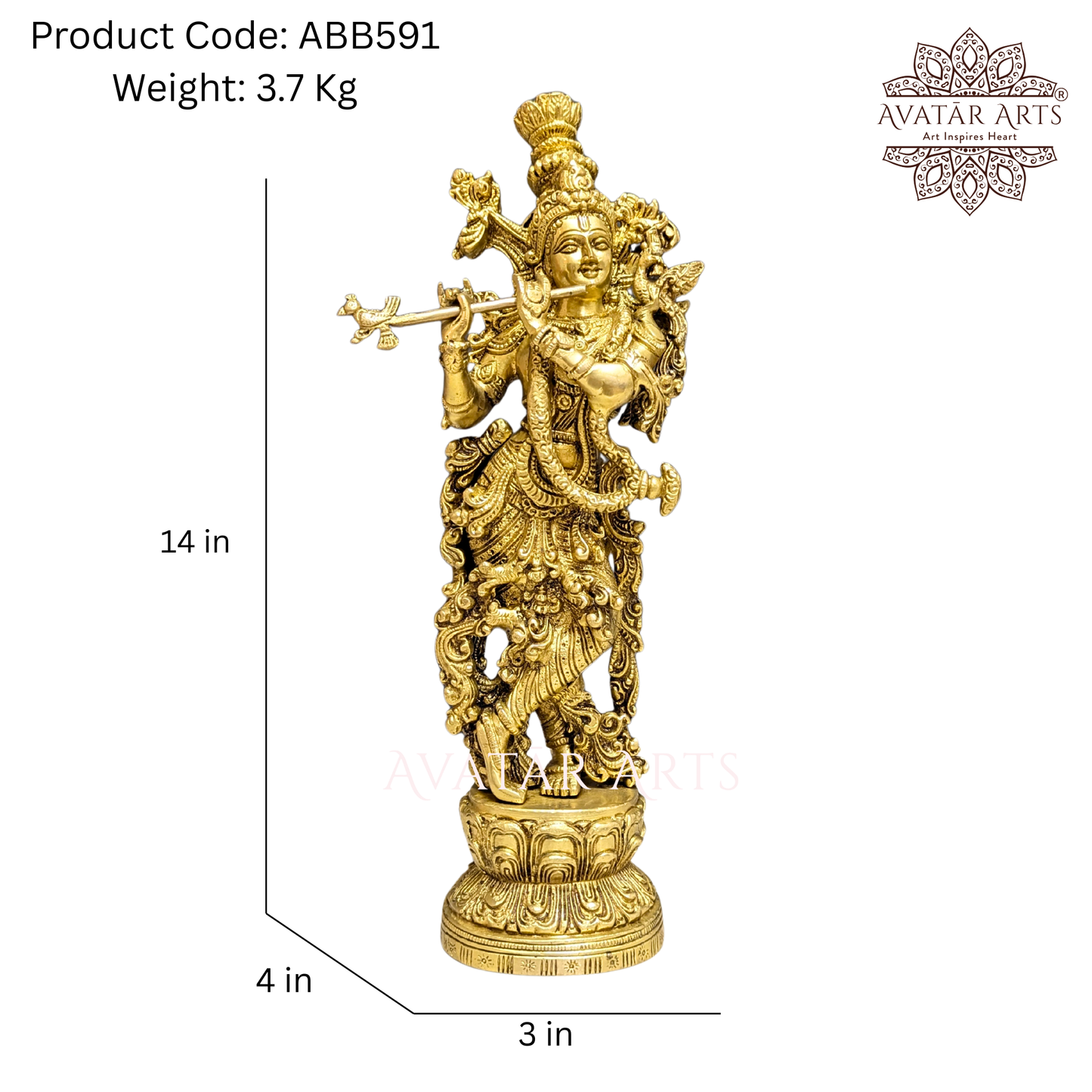 Brass Lord Krishna Statue for Daily Pooja