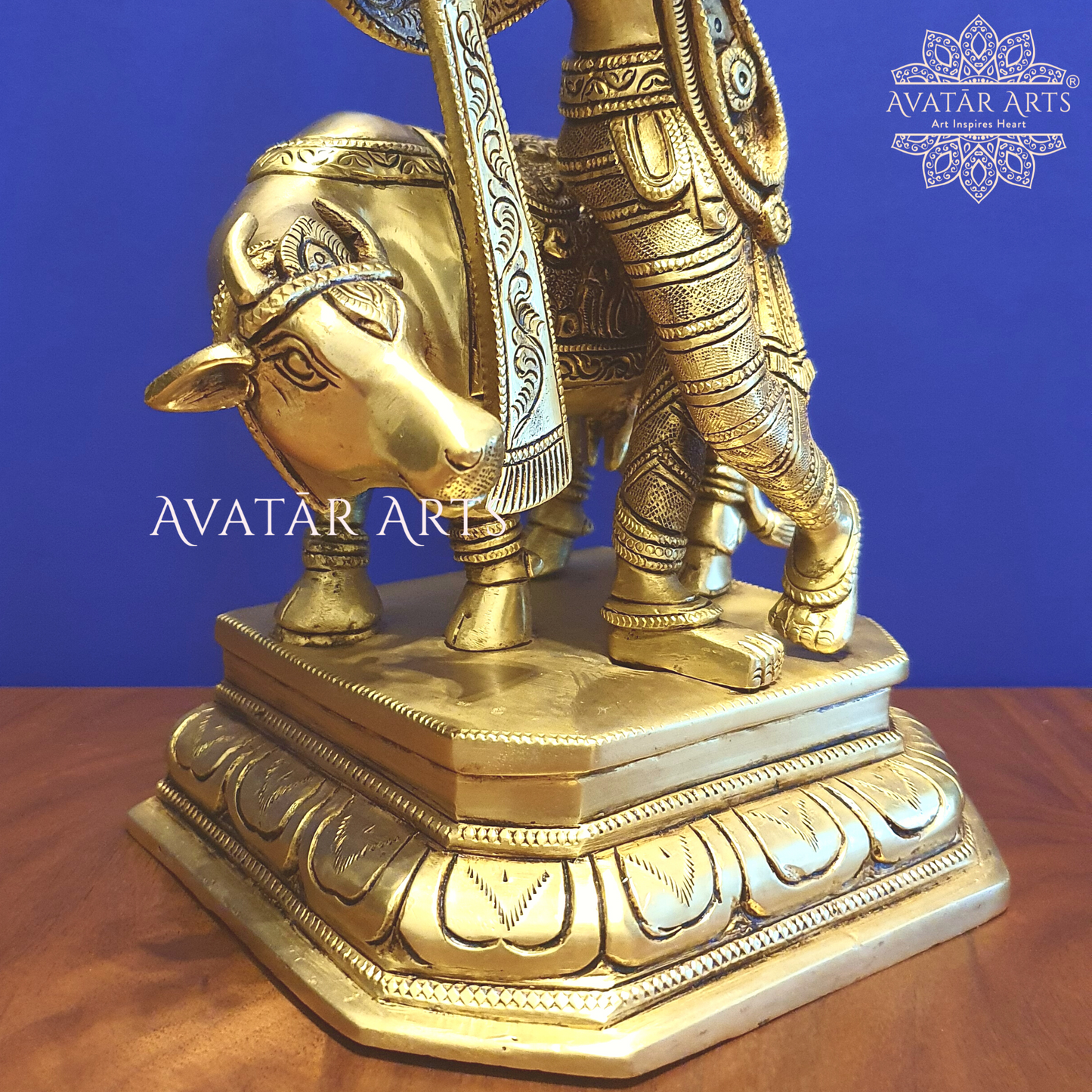 Cow Krishna Statue in Brass