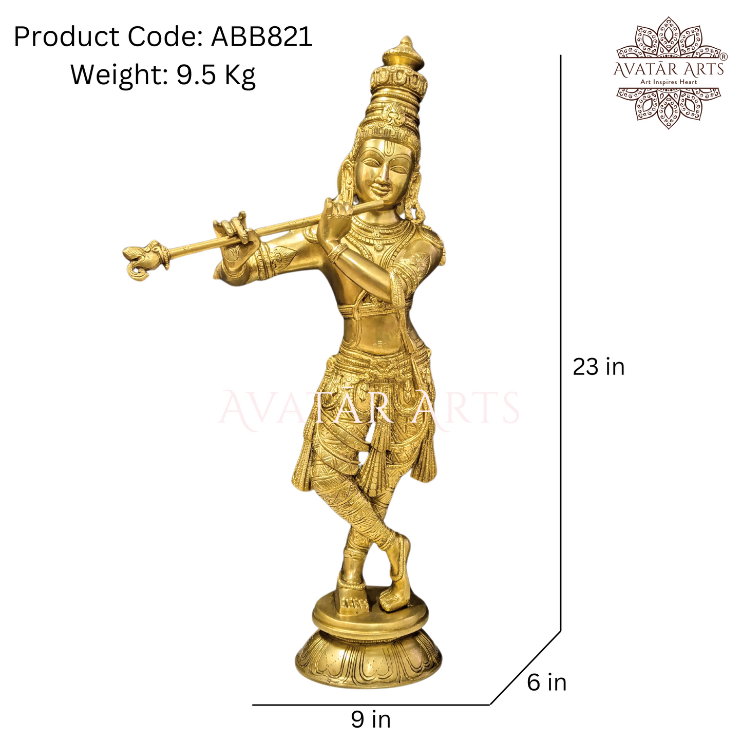 Lord Krishna Statue in Brass for Daily Pooja