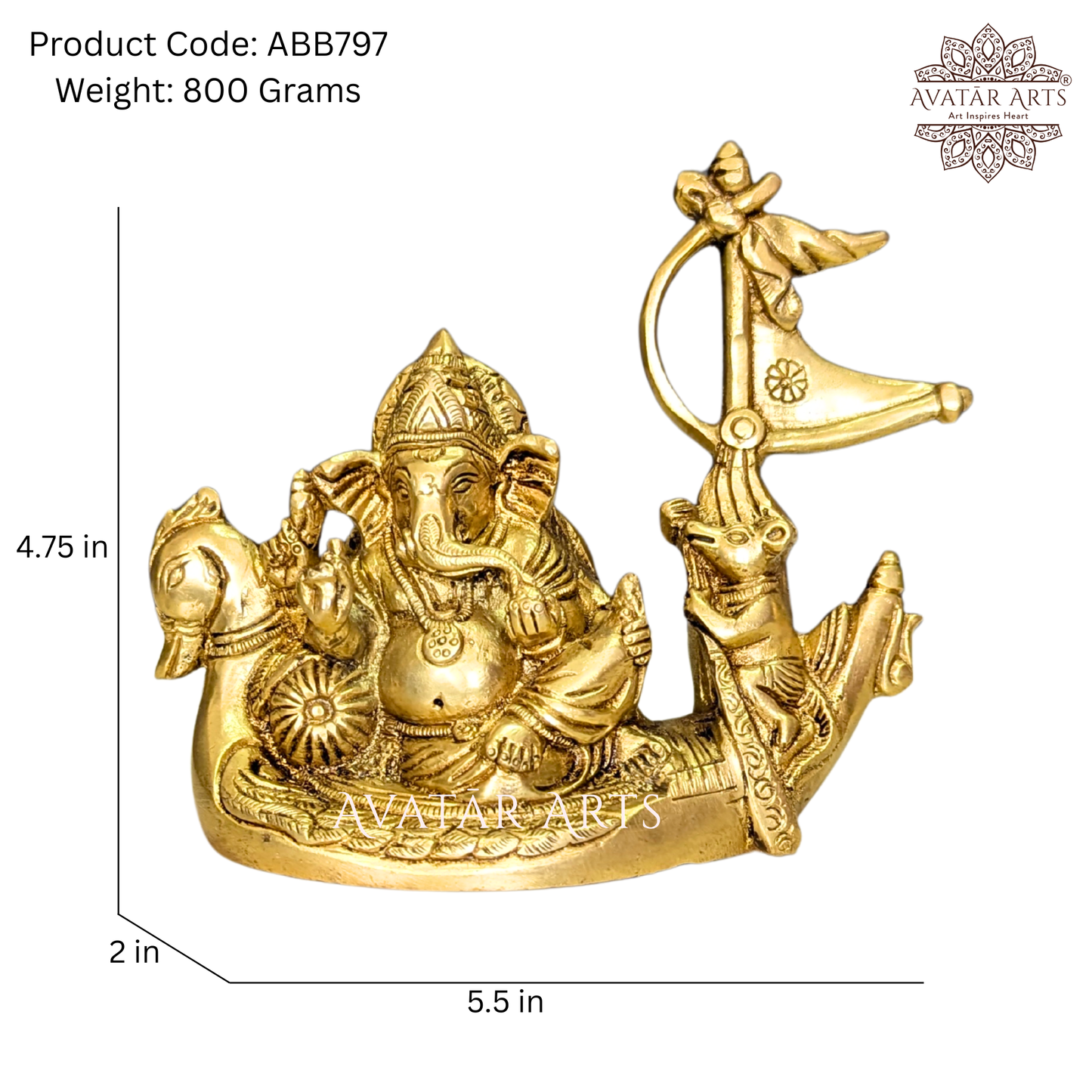 Brass Lord Ganesha Sailing on Boat