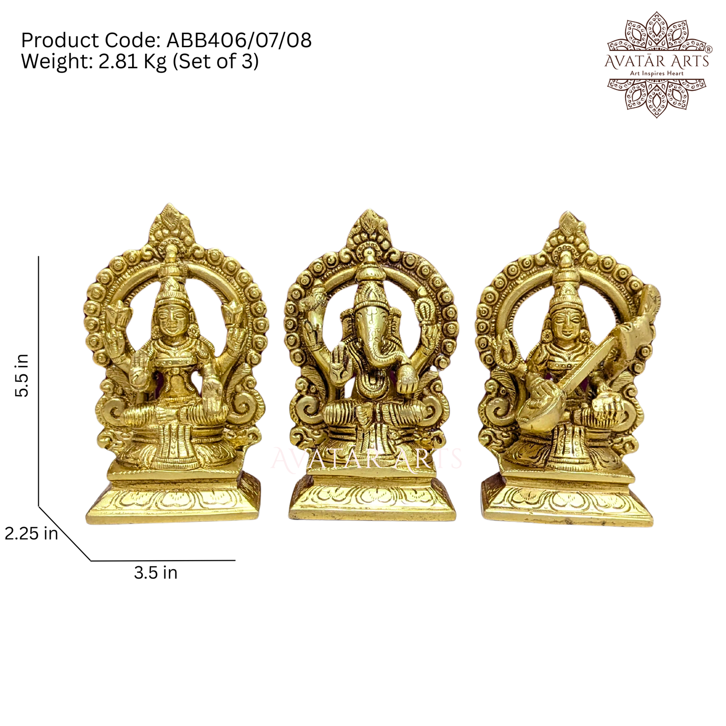 Lord Ganesha, Goddess Lakshmi and Saraswati