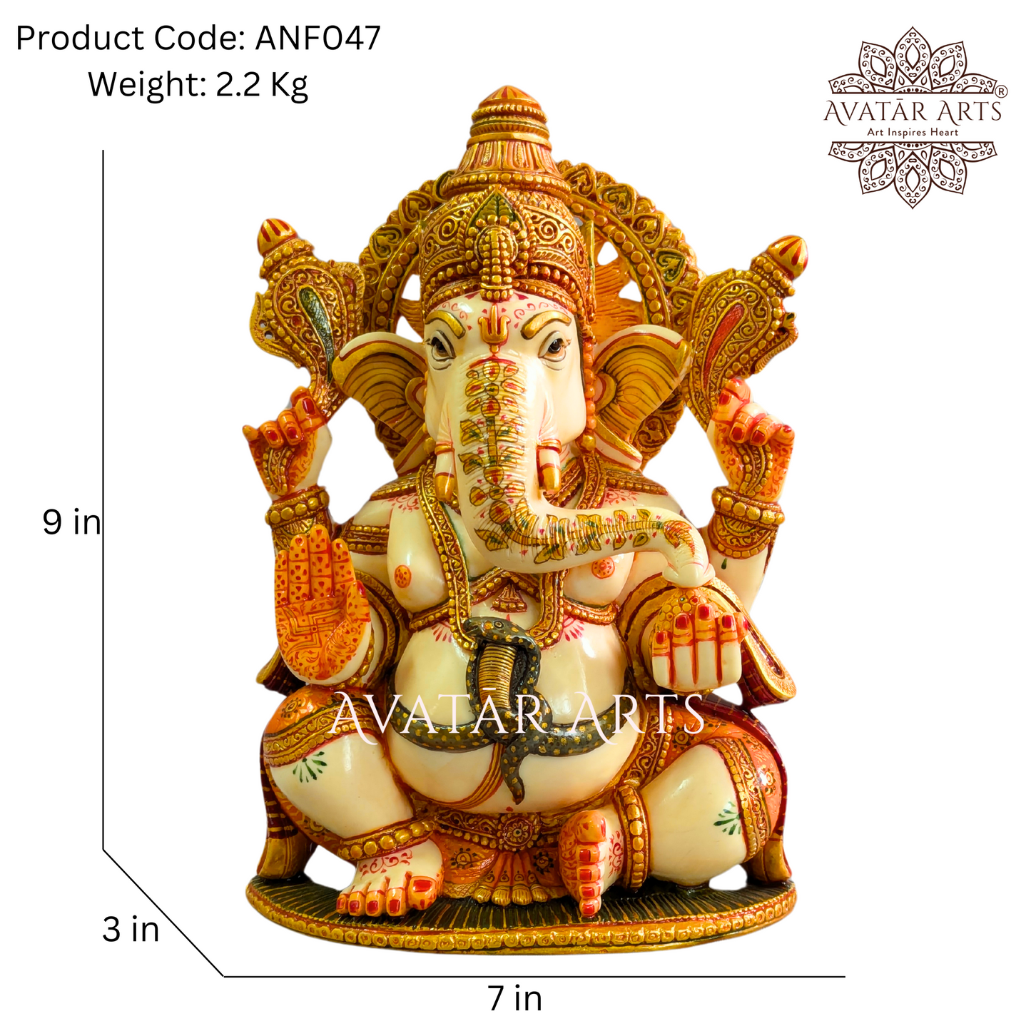 Lord Ganesha Statue in Marble Powder