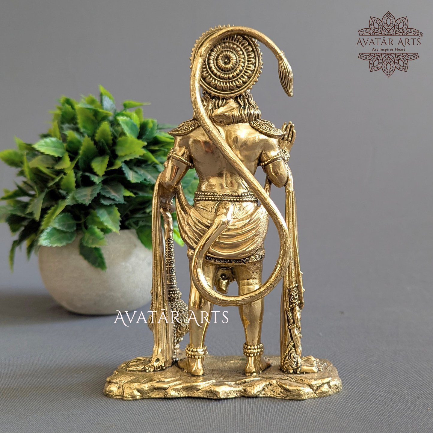 Back view of 7 Inch Brass Hanuman Ji Idol