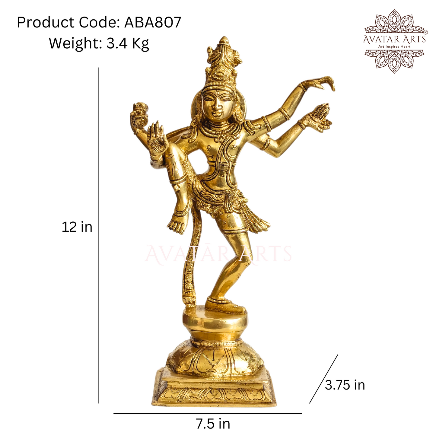 Dancing Lord Shiva Statue in Brass