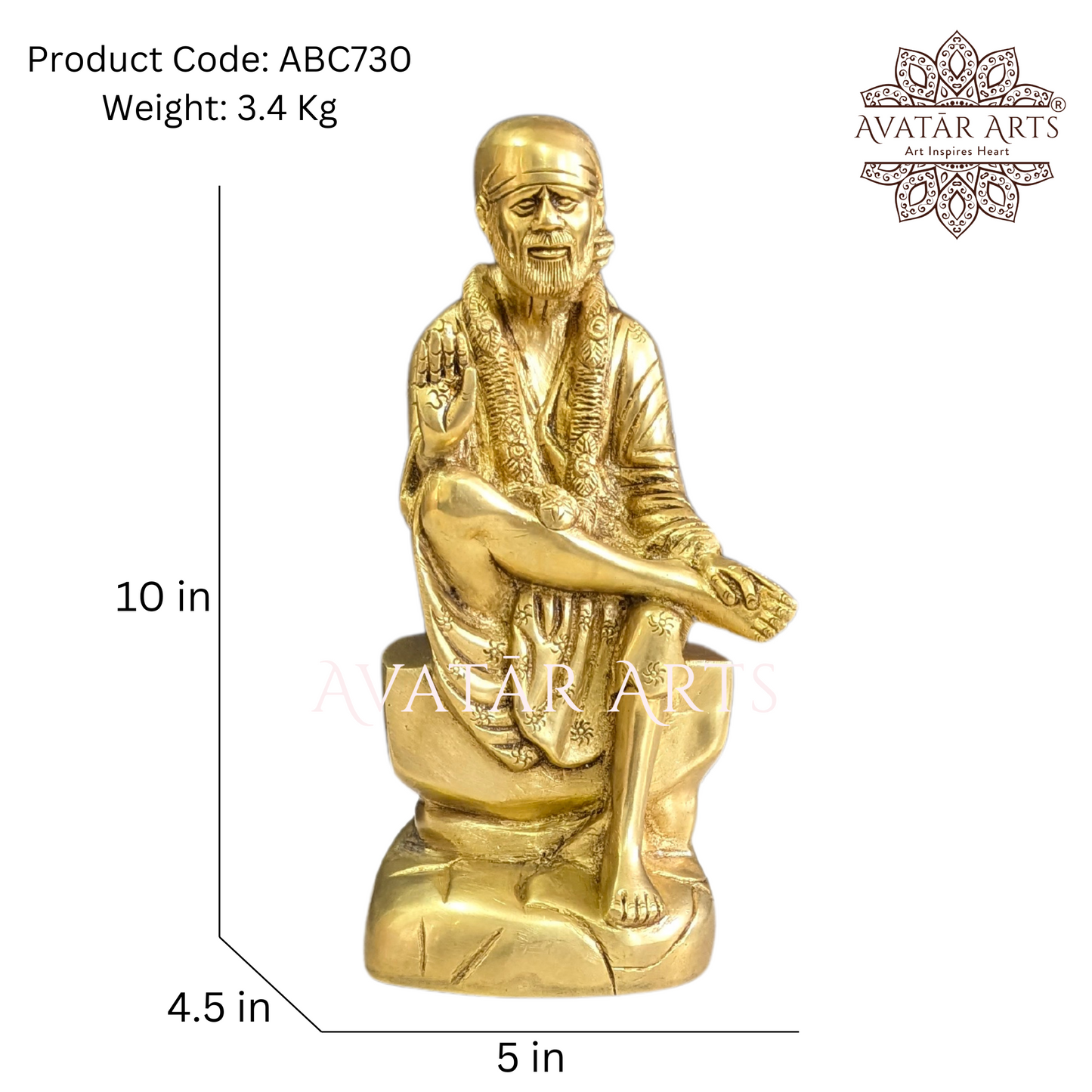 Saibaba Statue in Brass