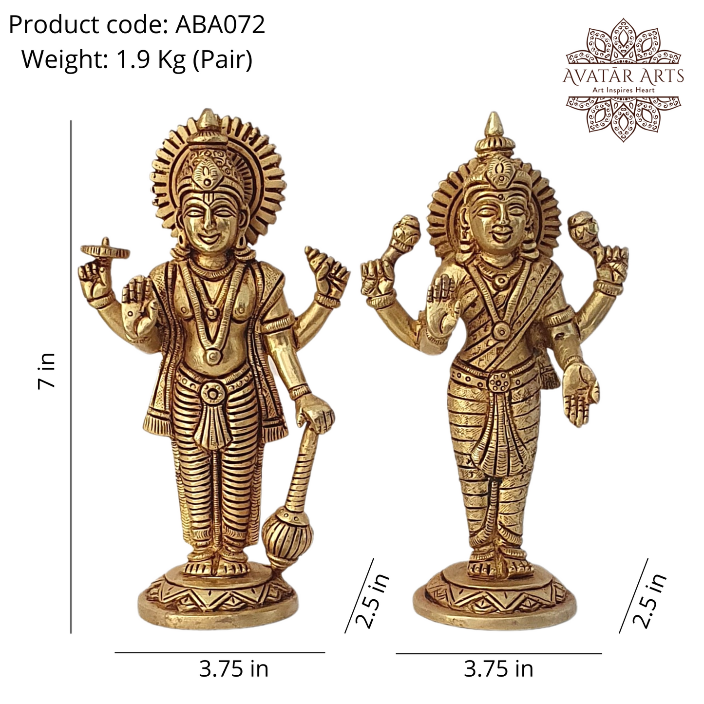 Brass Lord Vishnu And Goddess Lakshmi For Home Temple