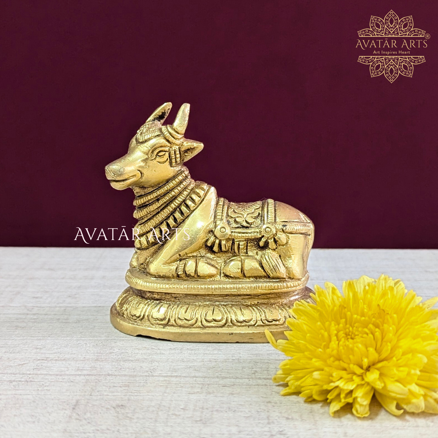 Brass Shivling with Nandi and Trishul (Set of 3)