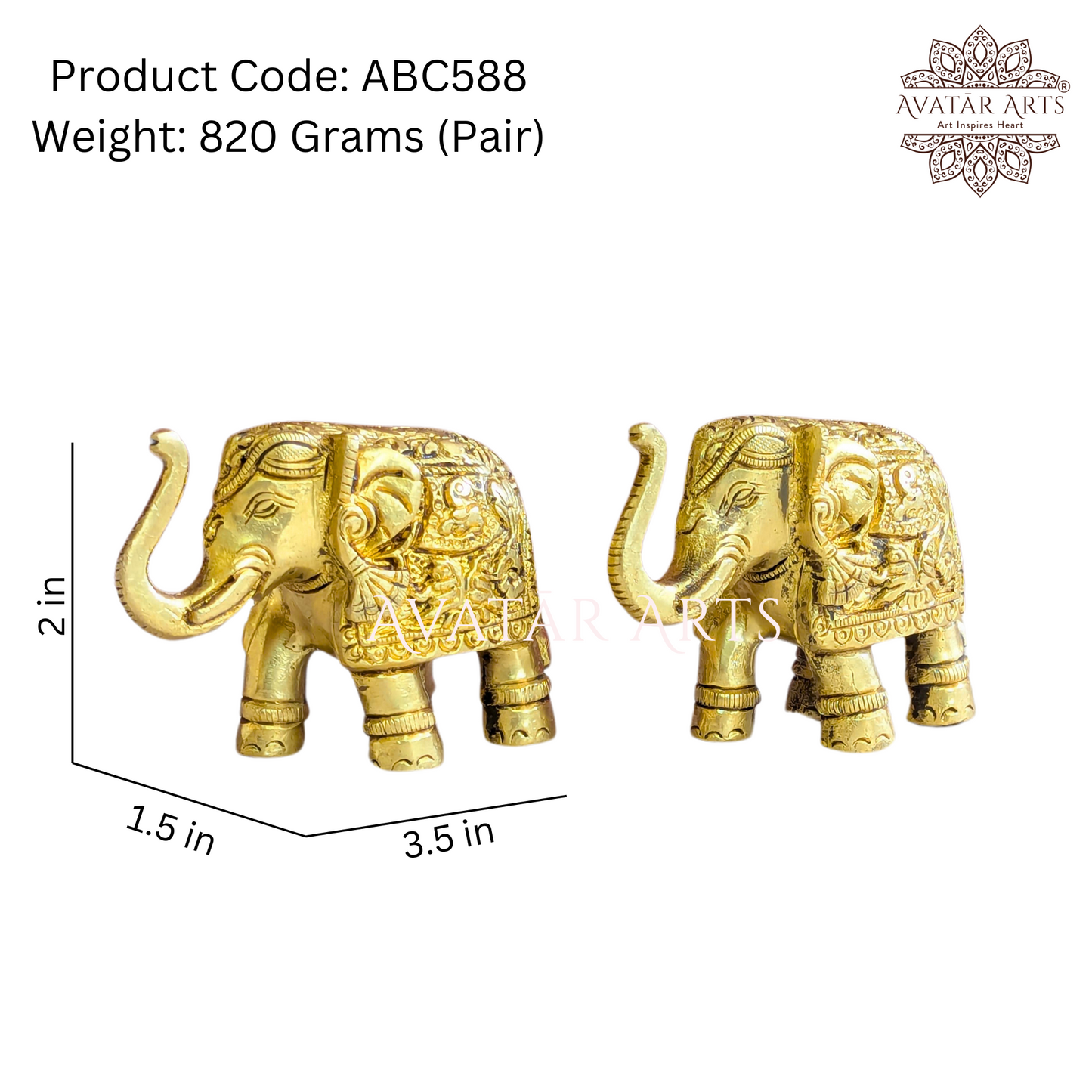 Brass Uptrunk Elephant Pair