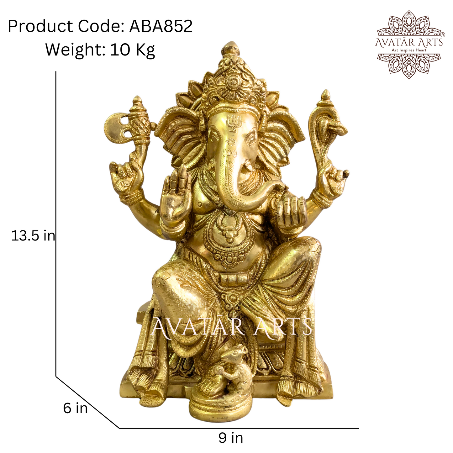 Lord Ganesha Lal Baag Ka Raja Statue in Brass