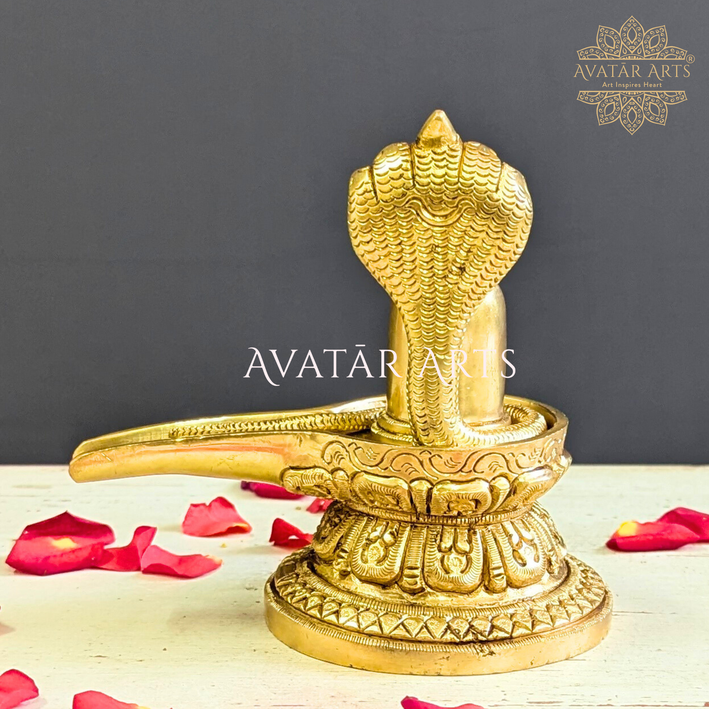 Brass Shivling with Detachable Vasuki