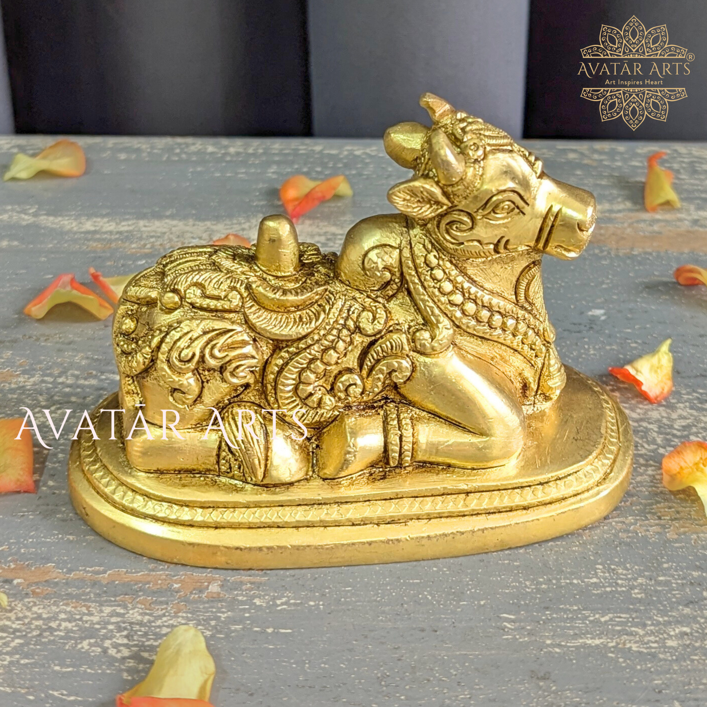 Brass Lord Nandi with Shivling