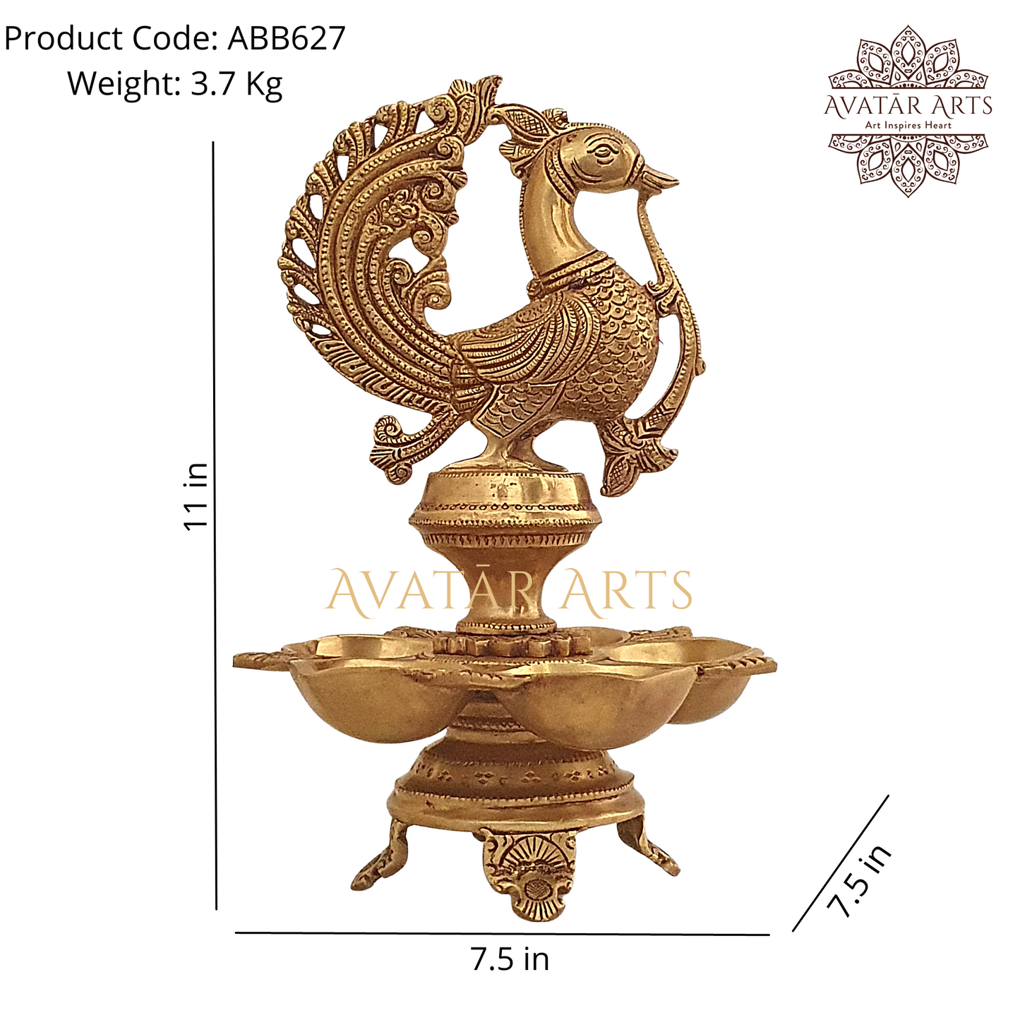 Peacock/Annapakshi 5 wick Oil Lamp