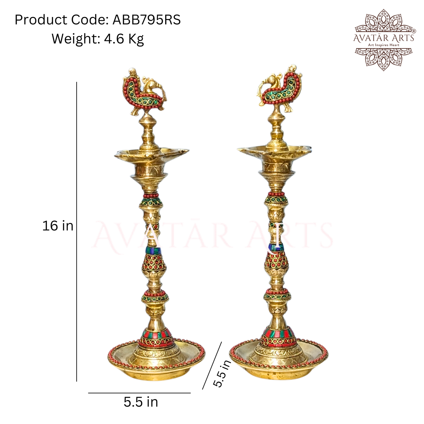 Peacock Oil Lamp Stand in Brass