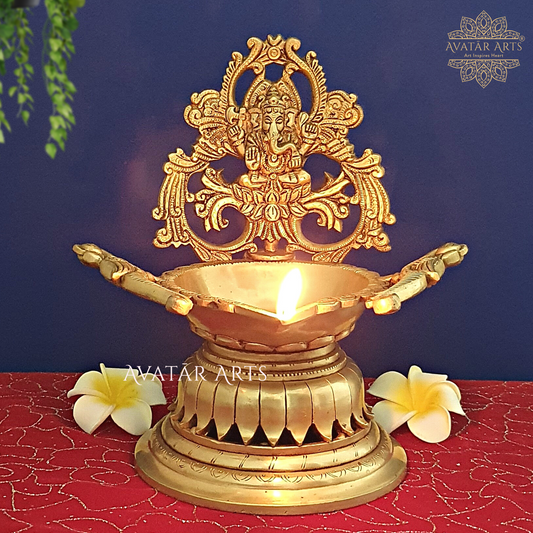 Brass Ganesh Lakshmi Oil Lamp