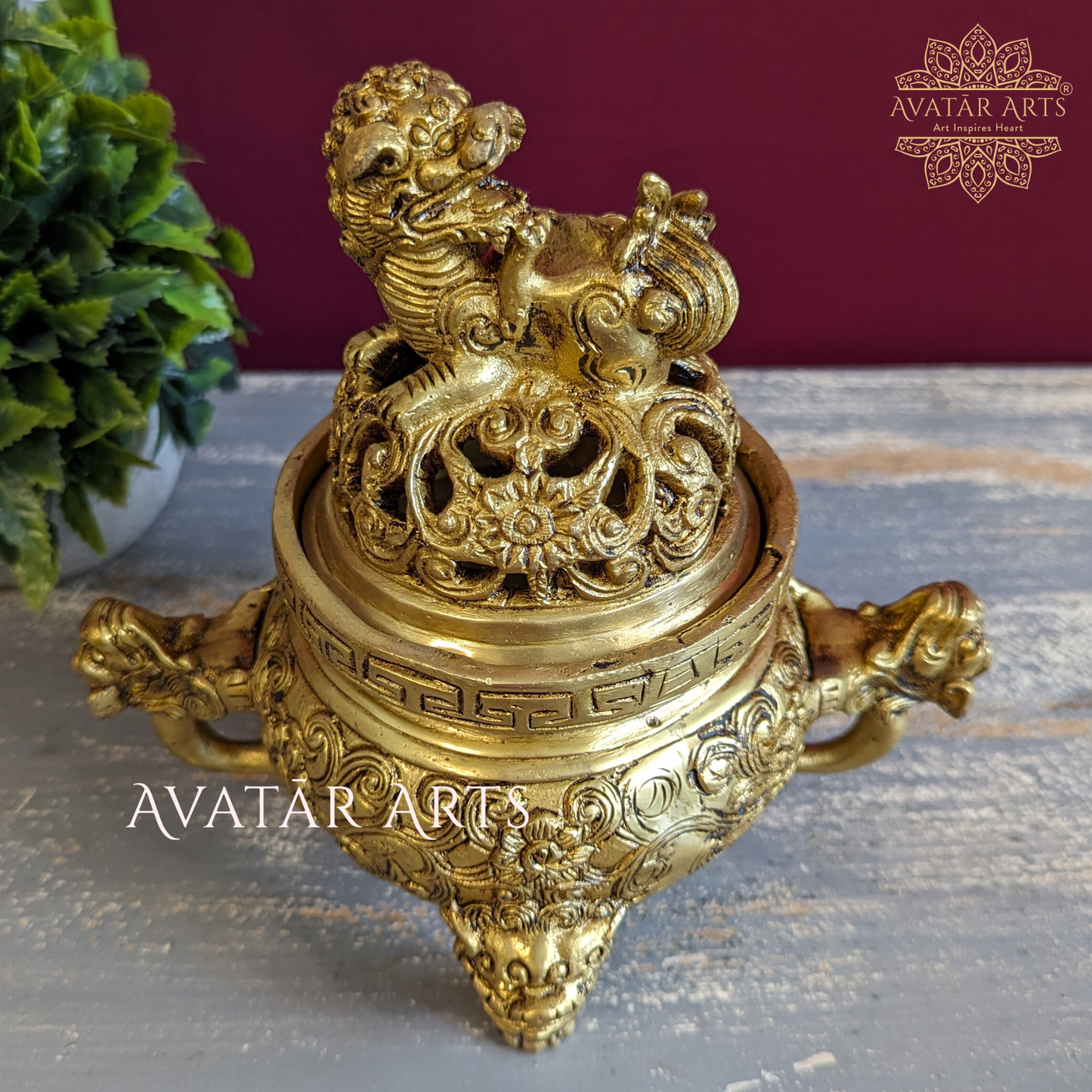 Feng Shui Dragon Dhoopburner in Brass