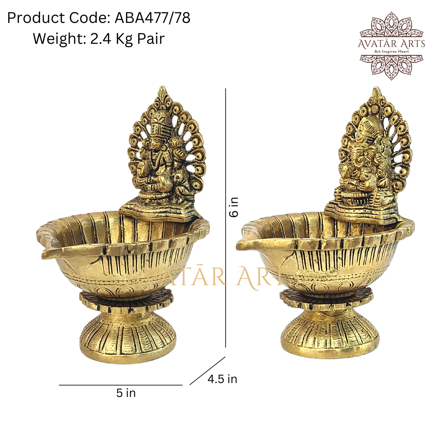 Ganesh Lakshmi Diya In Brass