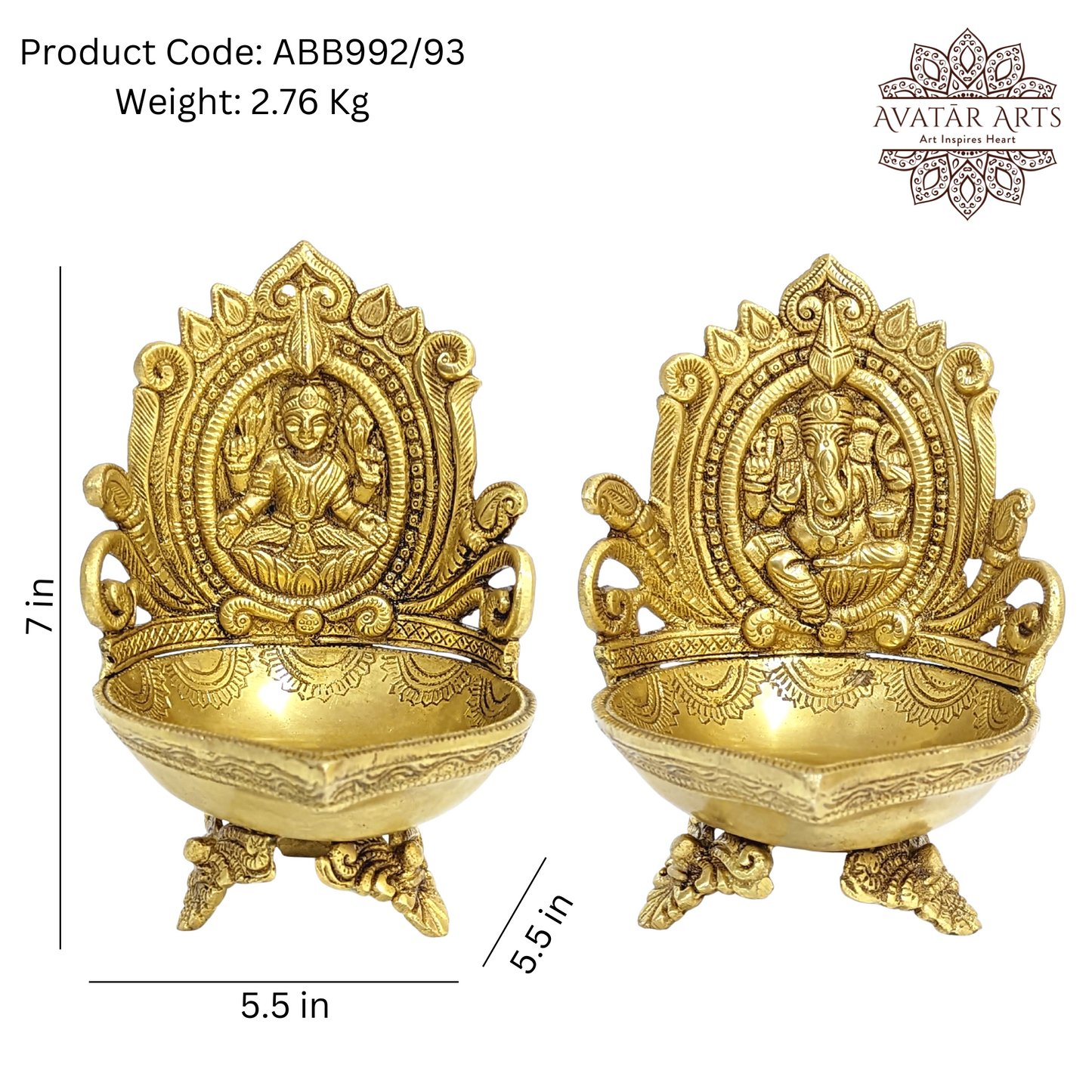 Brass Ganesh Lakshmi Diya