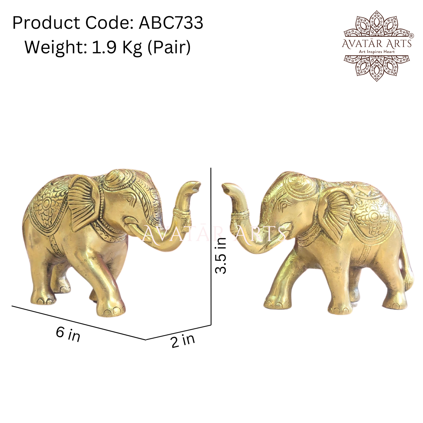 Brass Uptrunk Elephant Pairs