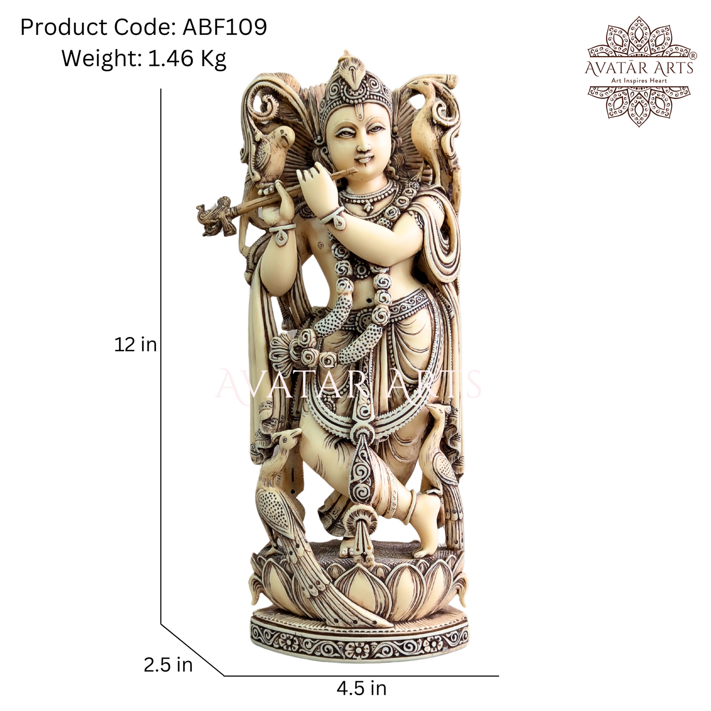 Lord Krishna Statue in Marble Powder