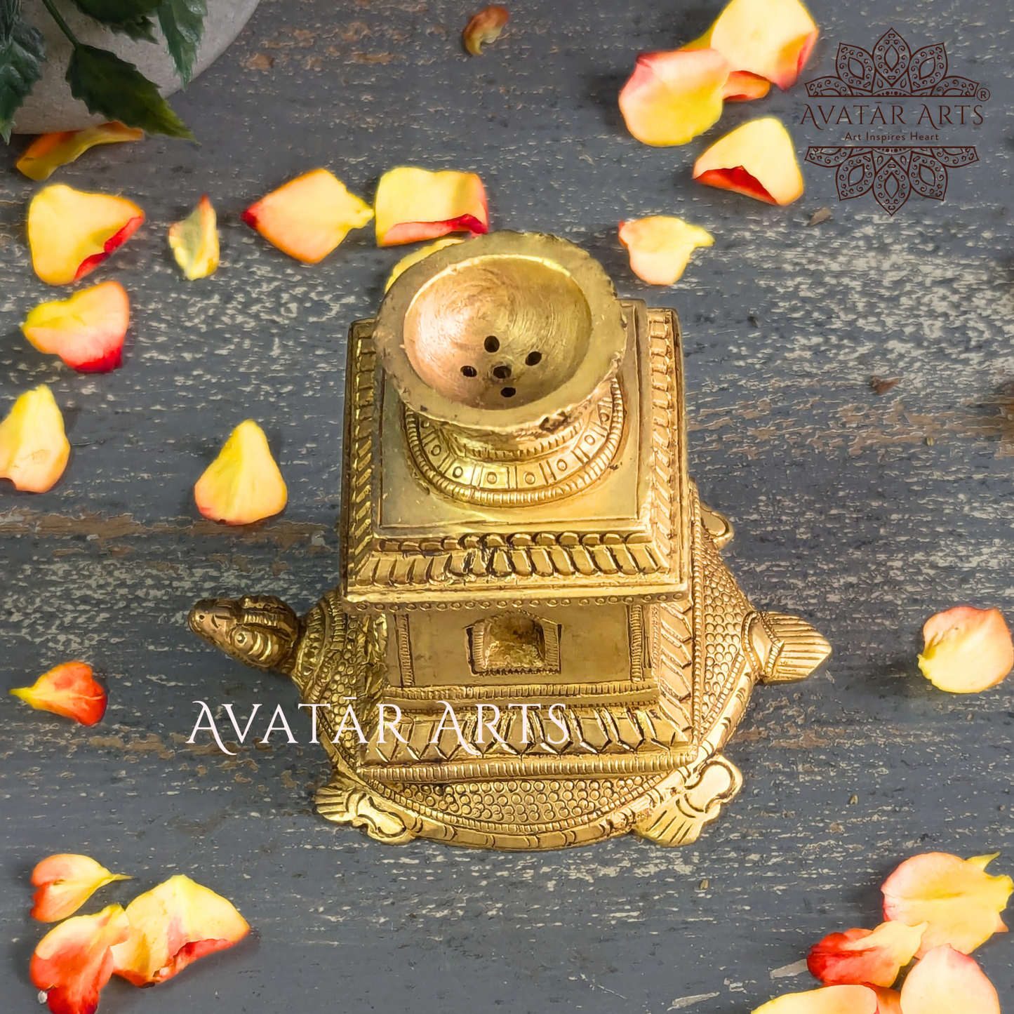 Shaligram Turtle Tulsi Incense Holder / Agarbatti Stand