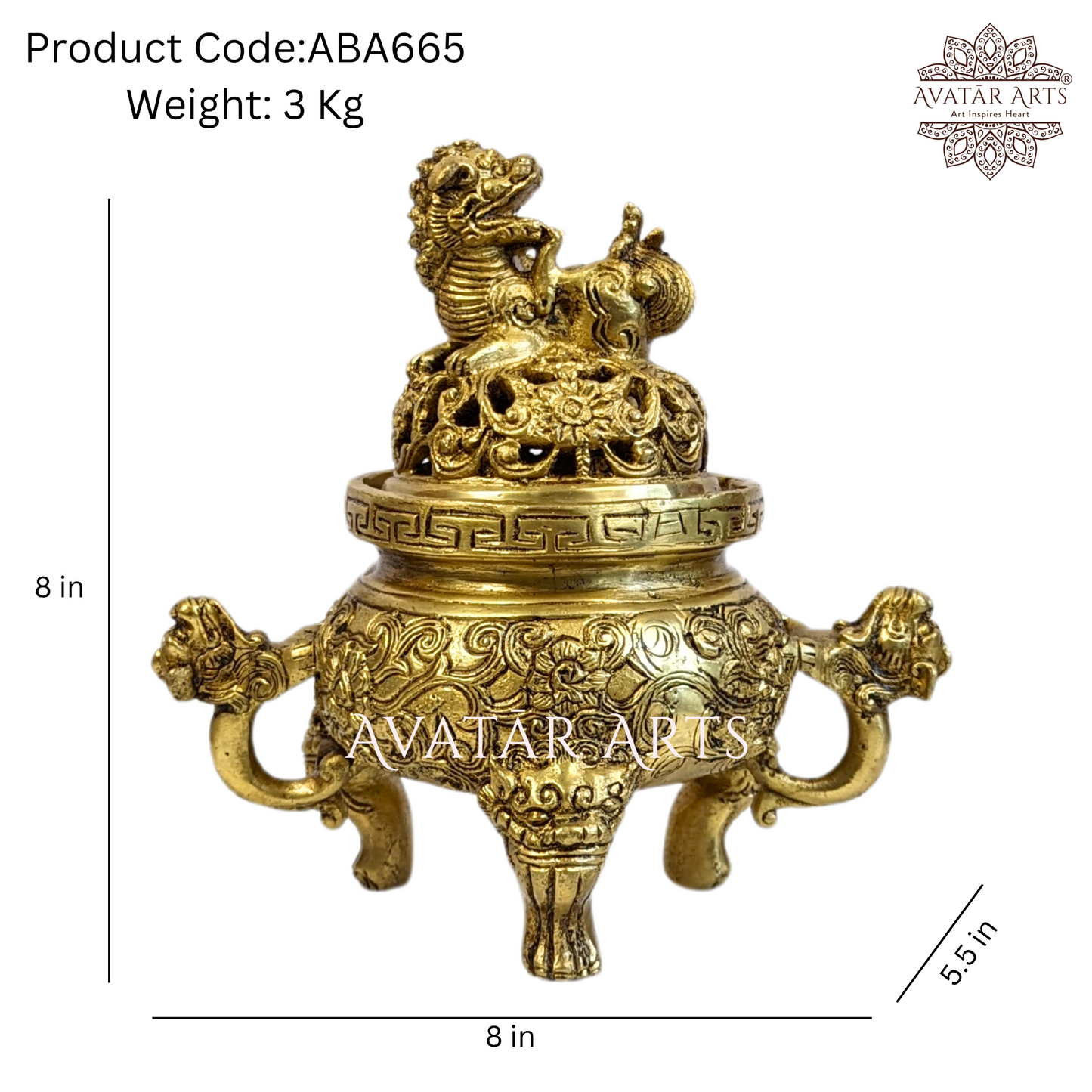 Feng Shui Dragon Dhoopburner in Brass