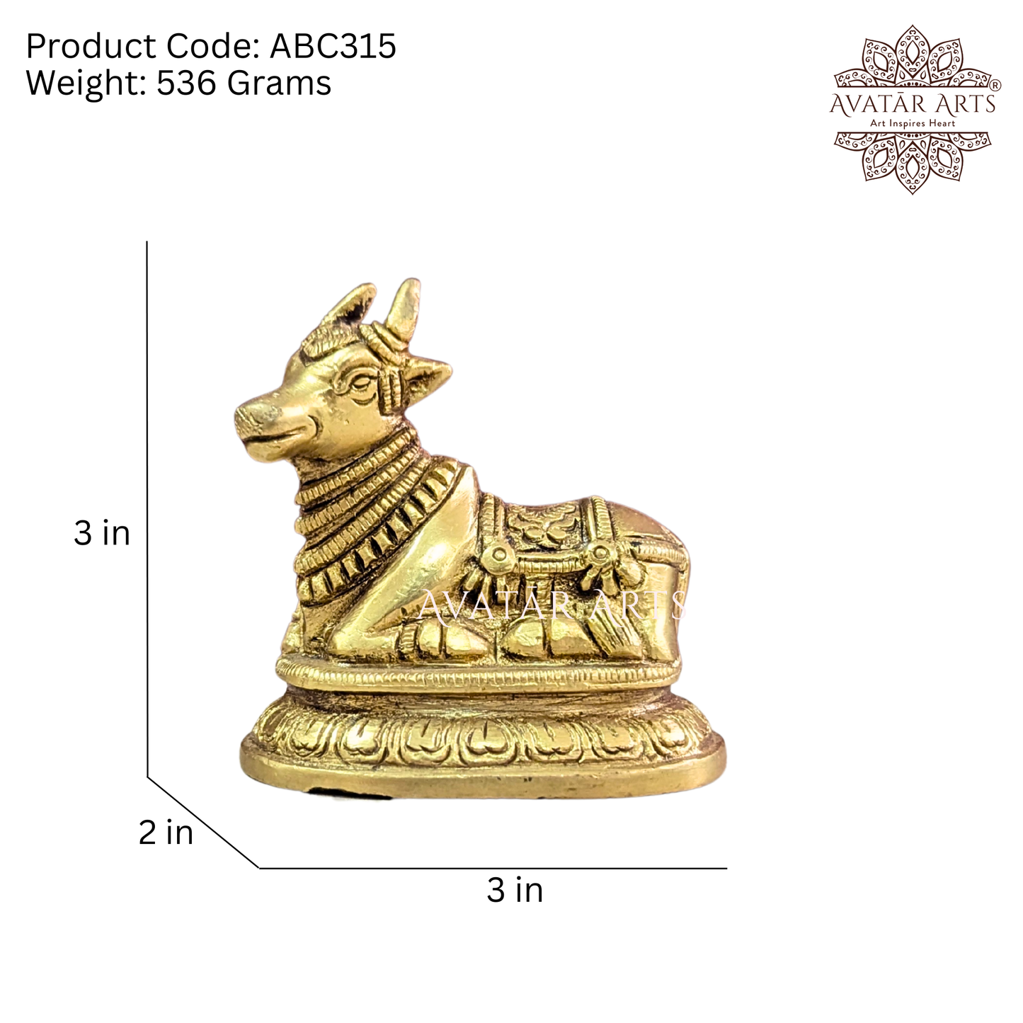 Brass Shivling with Nandi and Trishul (Set of 3)